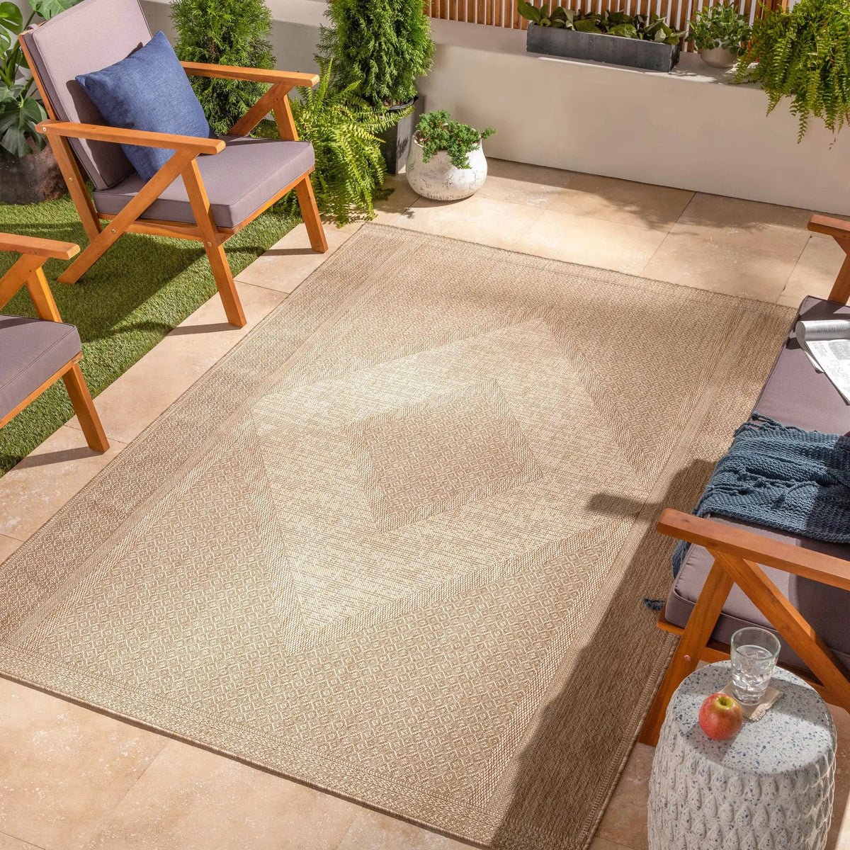 Hazar Beige Outdoor Area Rug - Clearance, installed in a room