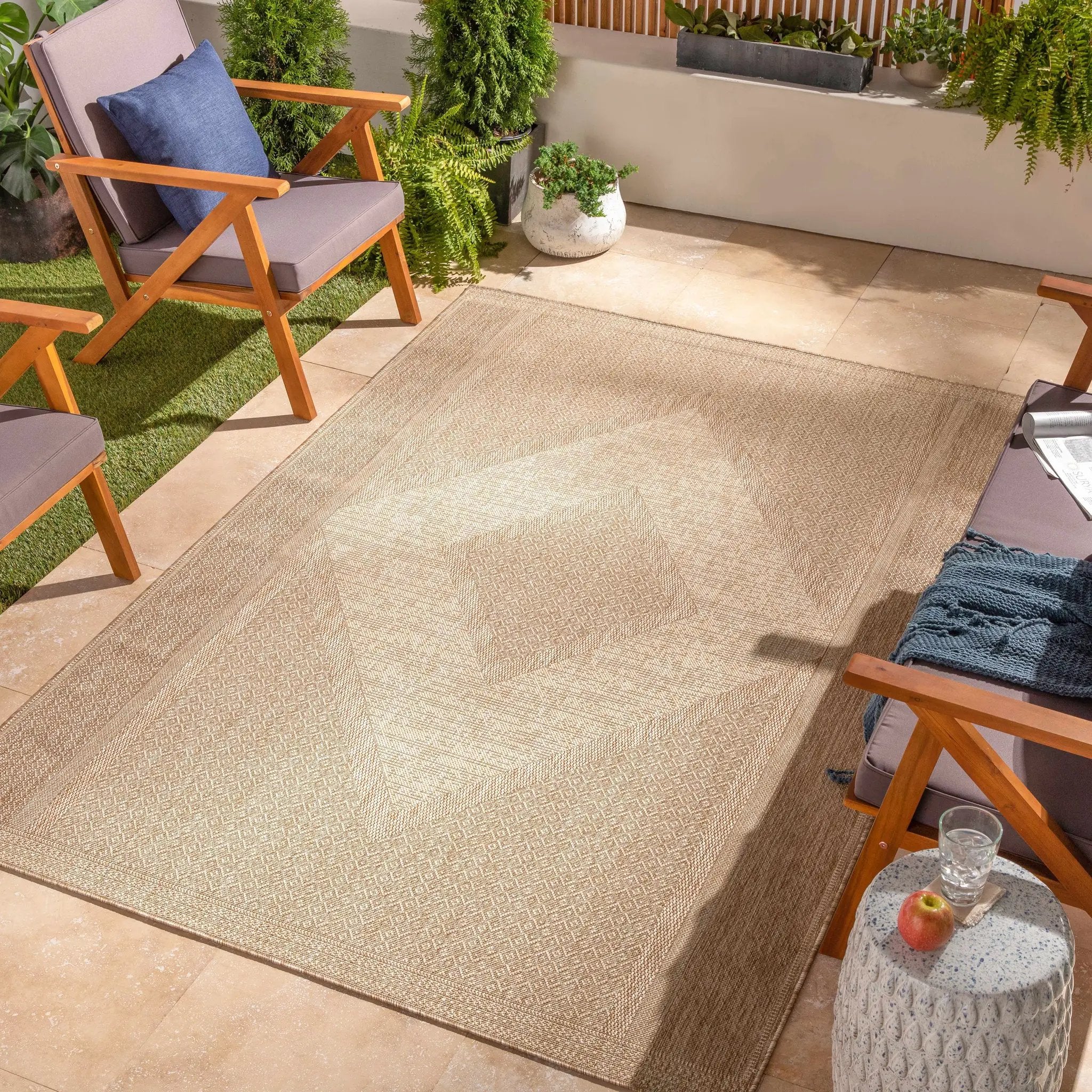 Hazar Beige Outdoor Area Rug - Clearance by Boutique Rugs