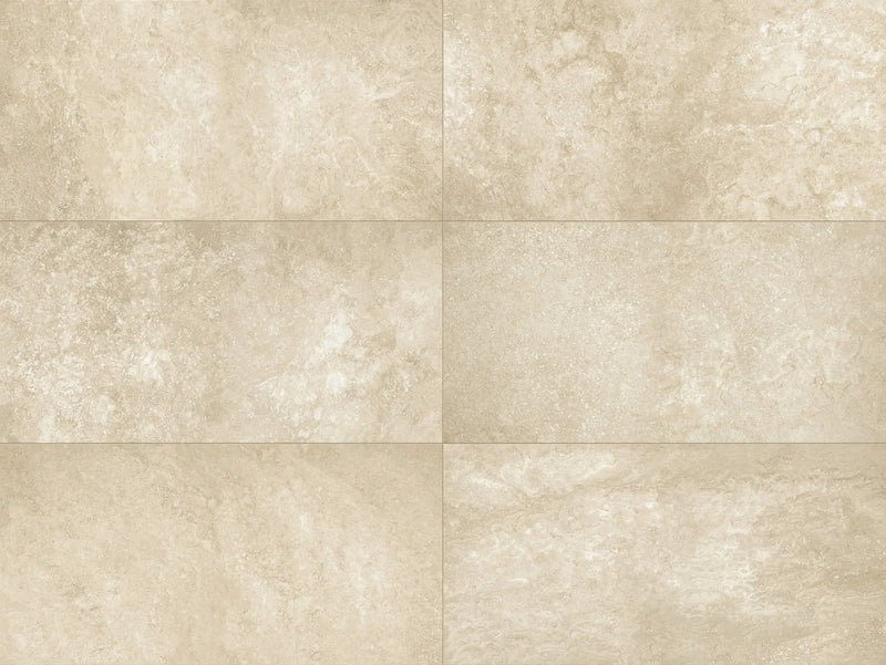 Frontier20 Travertine Select Cross Cut Beige Grip Stair Tread Bullnose Look Porcelain Moldings 12x24 by landmarkceramics