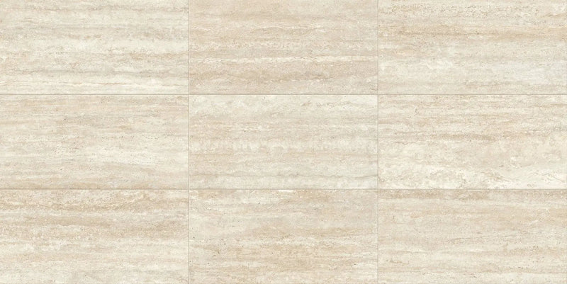 Trail Vein Cut Ivory Travertine Look Porcelain Tiles 12x24 by landmarkceramics