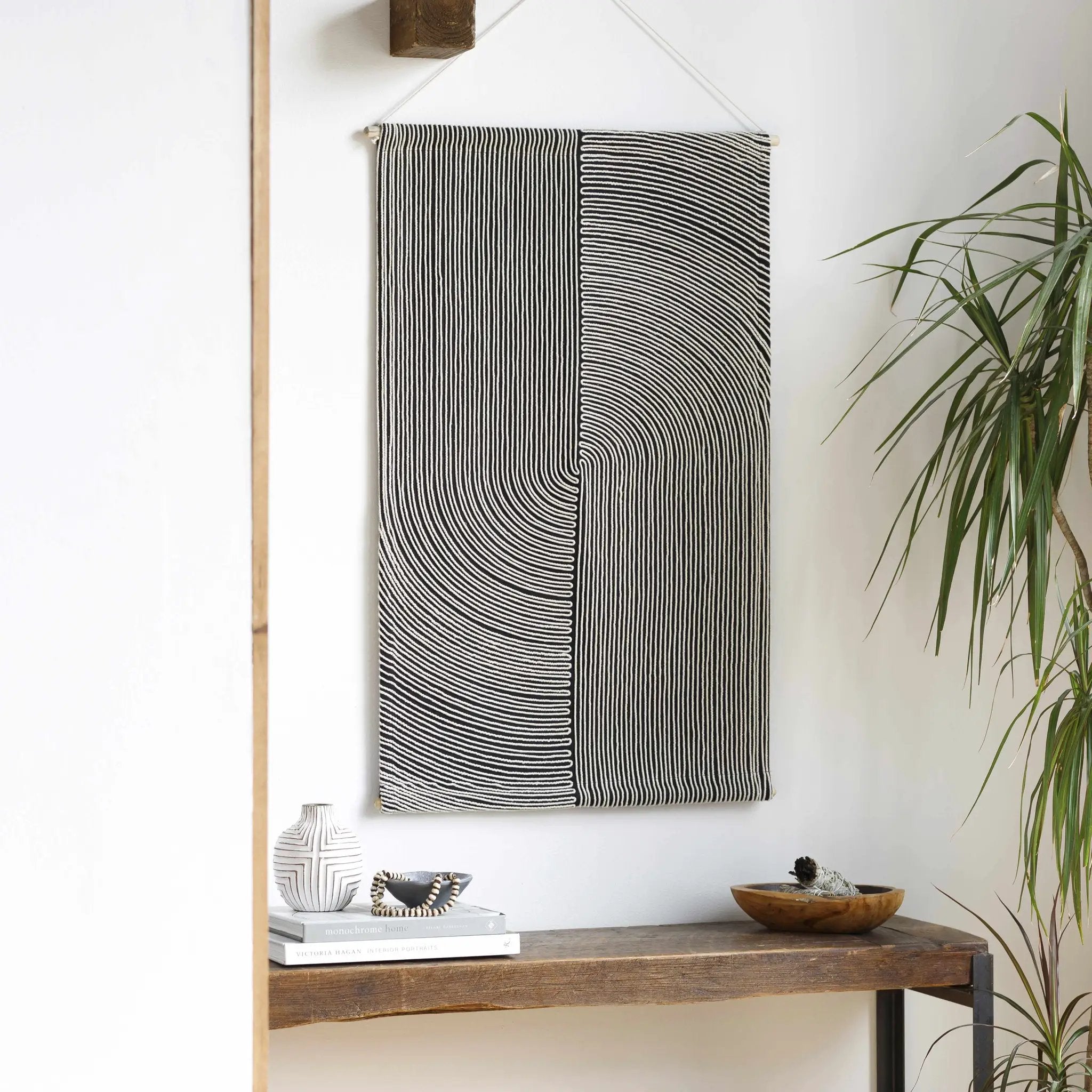 Lanse Black and White Geometric Wall Hanging by Boutique Rugs