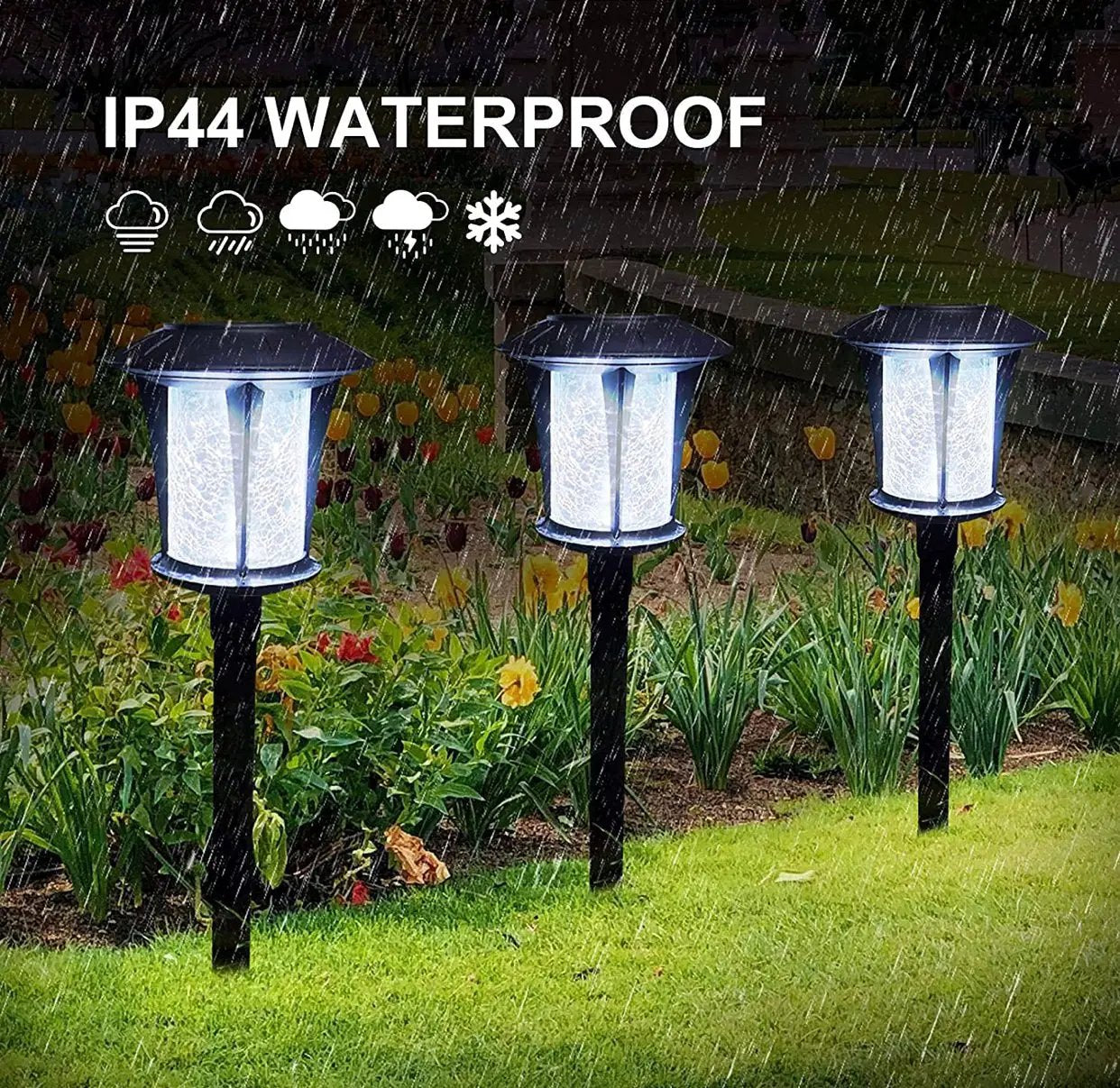 LANSGARINE Solar LED lights Outdoor Garden Stakes(Glass) (12-Pack) by Outdoor Solar Outlet