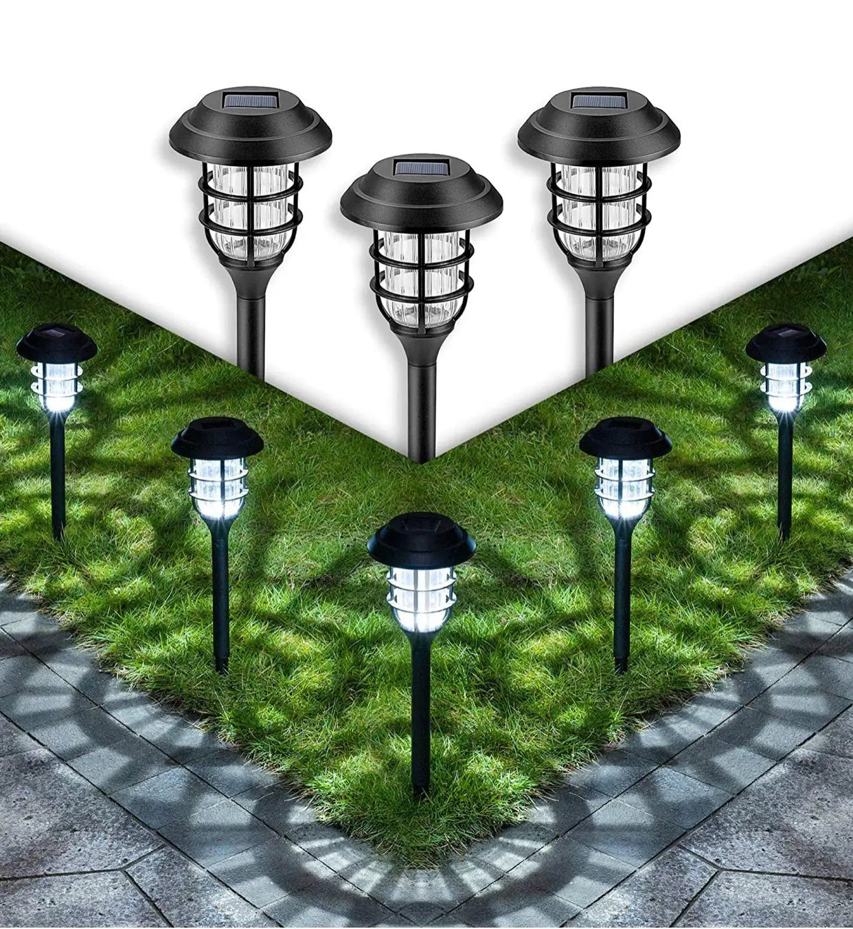 LANSGARINE Solar Pathway Lights Outdoor 8 Pack by Outdoor Solar Outlet