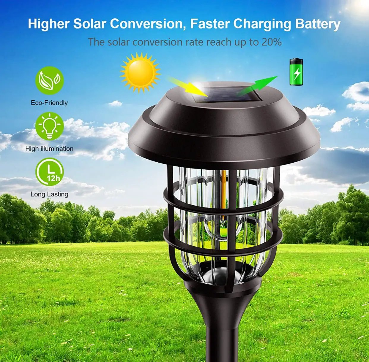 LANSGARINE Solar Pathway Lights Outdoor 8 Pack by Outdoor Solar Outlet