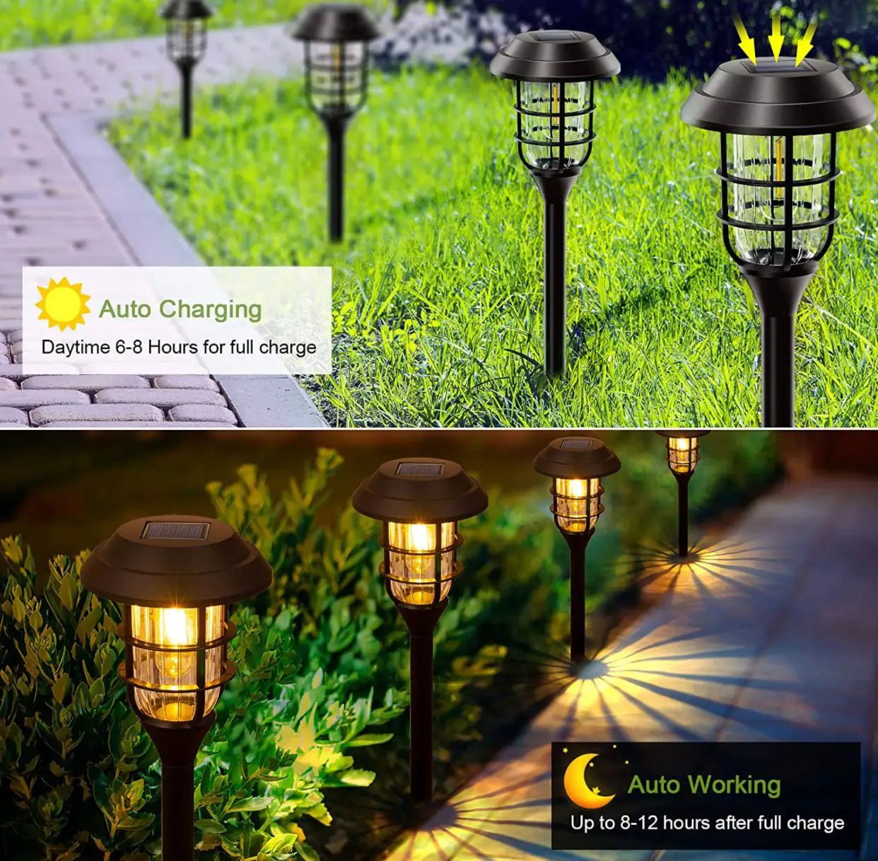 LANSGARINE Solar Pathway Lights Outdoor 8 Pack by Outdoor Solar Outlet