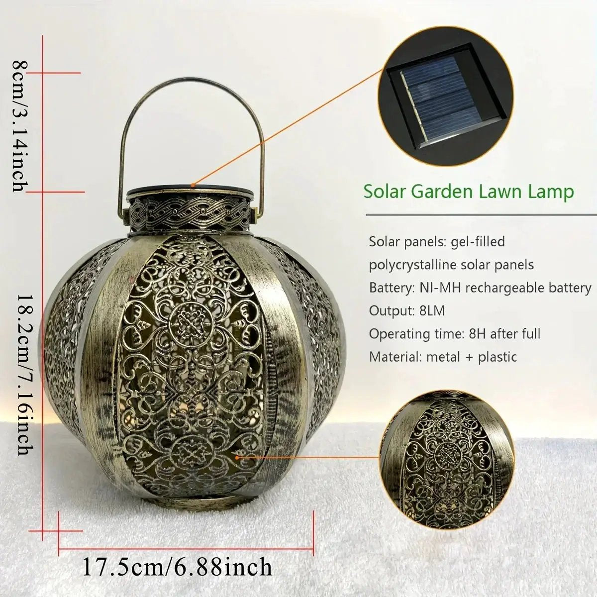 Lantern - Solar Iron Moroccan Large by House Of Avana