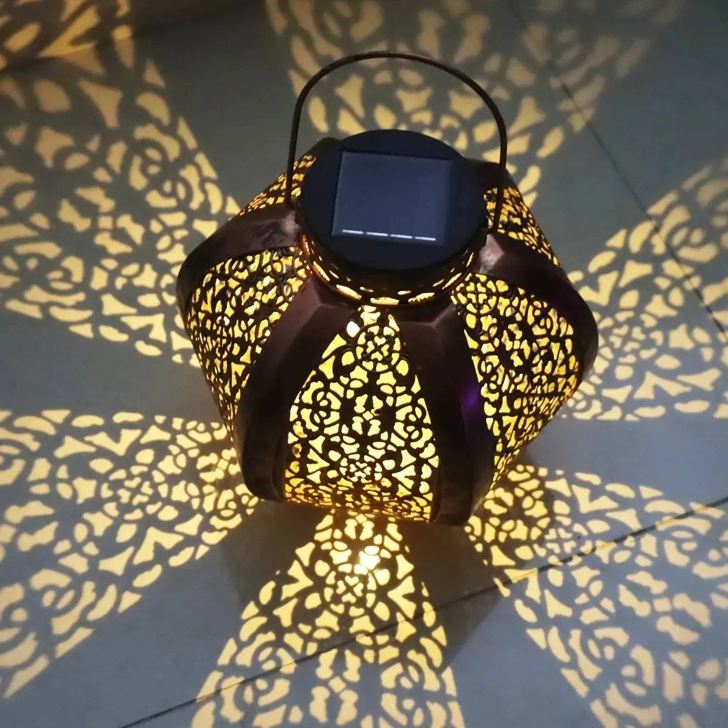 Lantern - Solar Iron Moroccan Large by House Of Avana