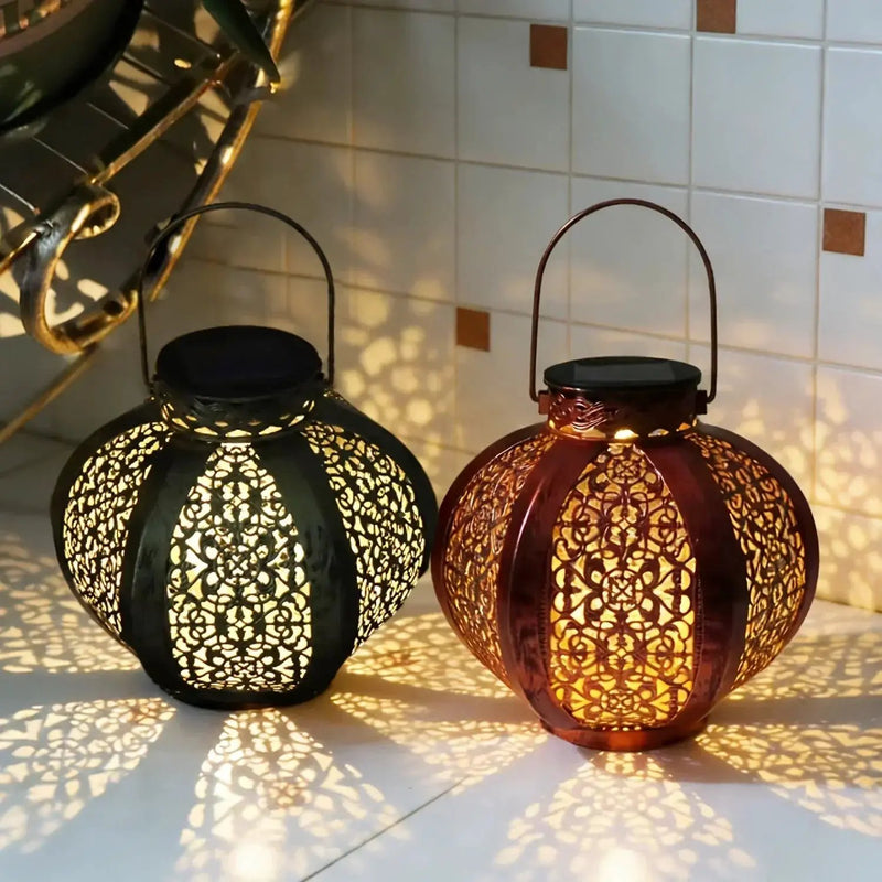 Lantern - Solar Iron Moroccan Large by House Of Avana