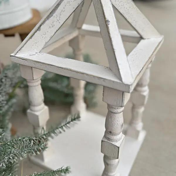 Distressed White Turned Wooden Open Lanterns, Set of Two by Decor Steals