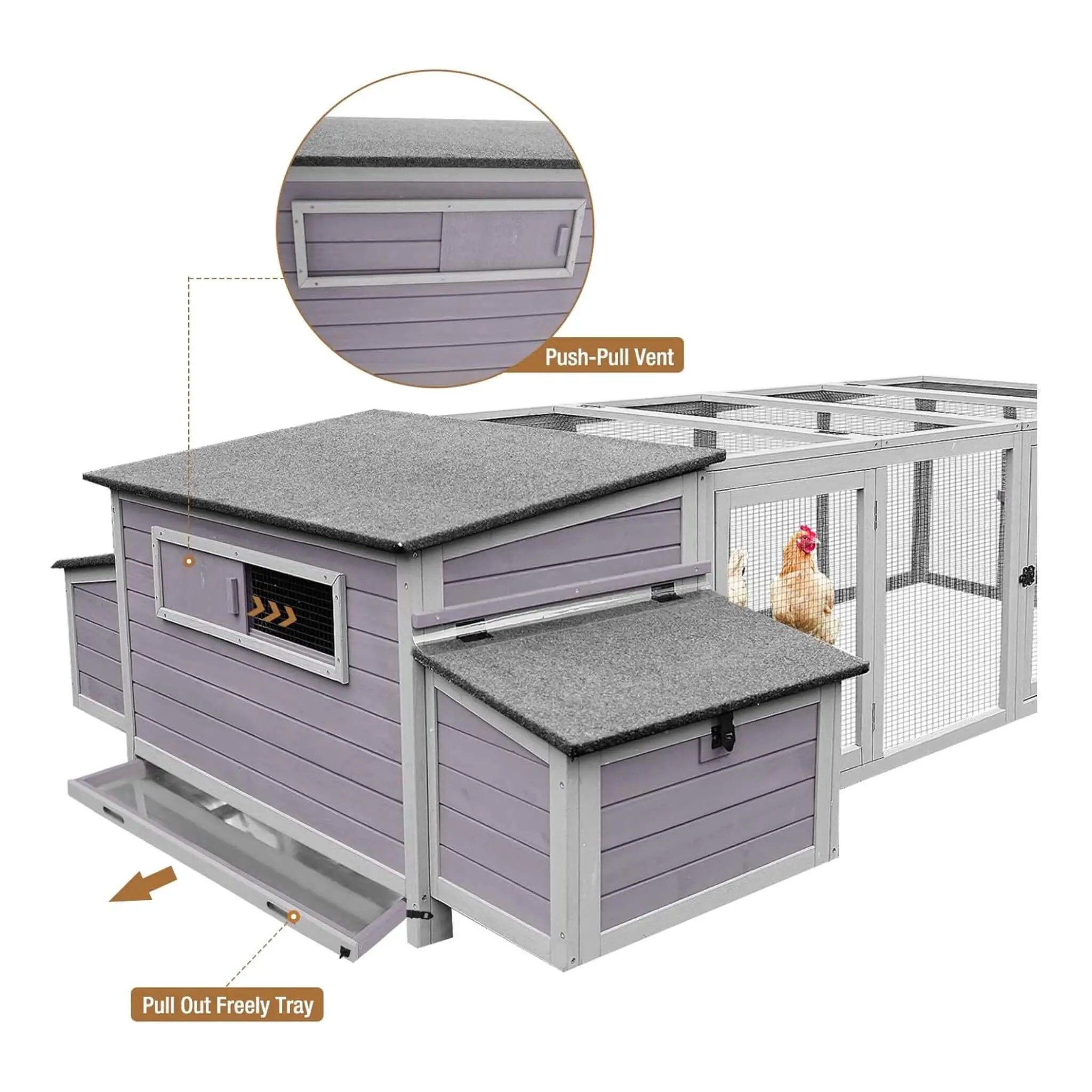 Large 103-Inch Outdoor Chicken Coop House With Run And Nesting Box [4-6 Chickens] (SAK53194) by SAKSBY WHOLESALE