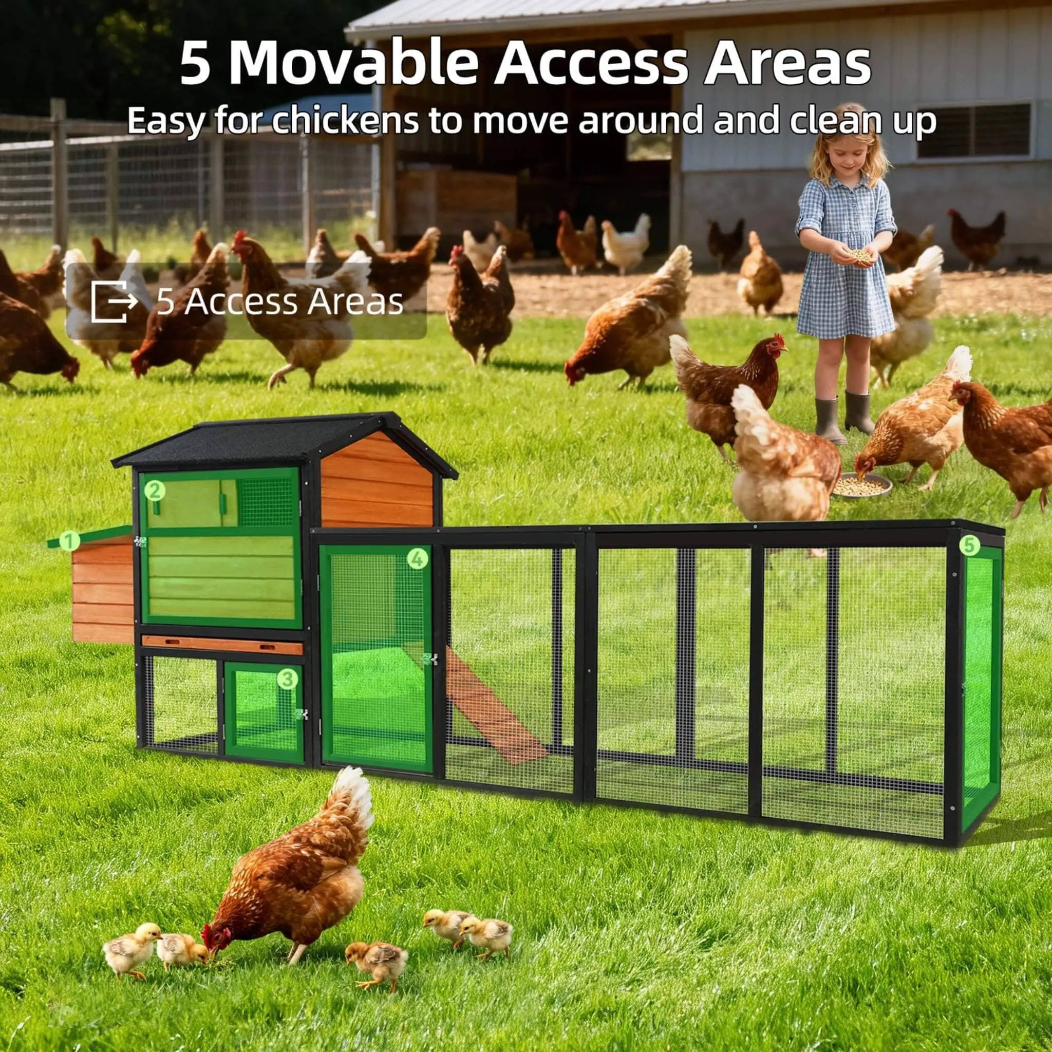 Large 114-Inch Outdoor Wooden Chicken Coop With Run And Nesting Box (SAK83516) by SAKSBY WHOLESALE