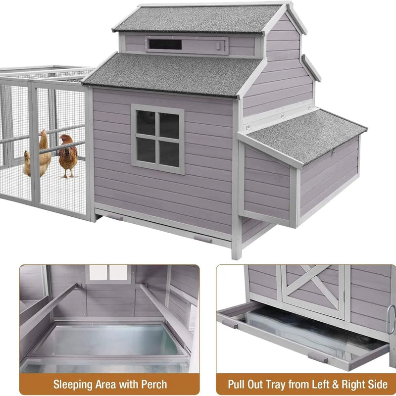 Large 115-Inch Portable Chicken Coop With Run And Nesting Boxes [8-10 Chickens] (SAK18263) by SAKSBY WHOLESALE