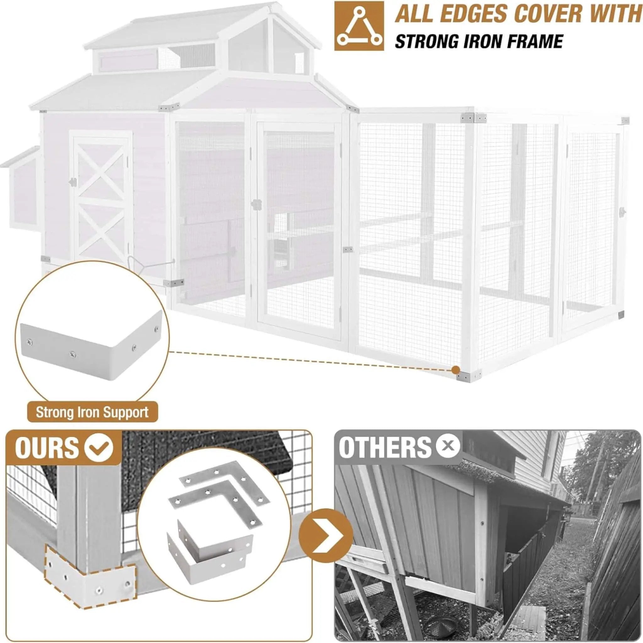 Large 115-Inch Portable Chicken Coop With Run And Nesting Boxes [8-10 Chickens] (SAK18263) by SAKSBY WHOLESALE