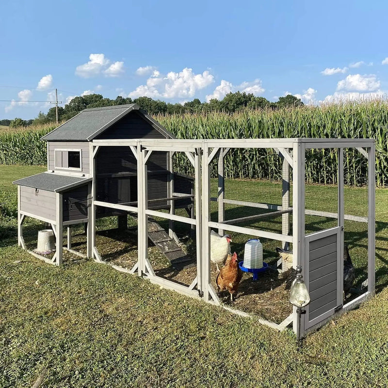 Large 137-Inch Wooden Chicken Coop With Run And 6 Nesting Boxes [10-15 Chickens] (SAK96430) by SAKSBY WHOLESALE