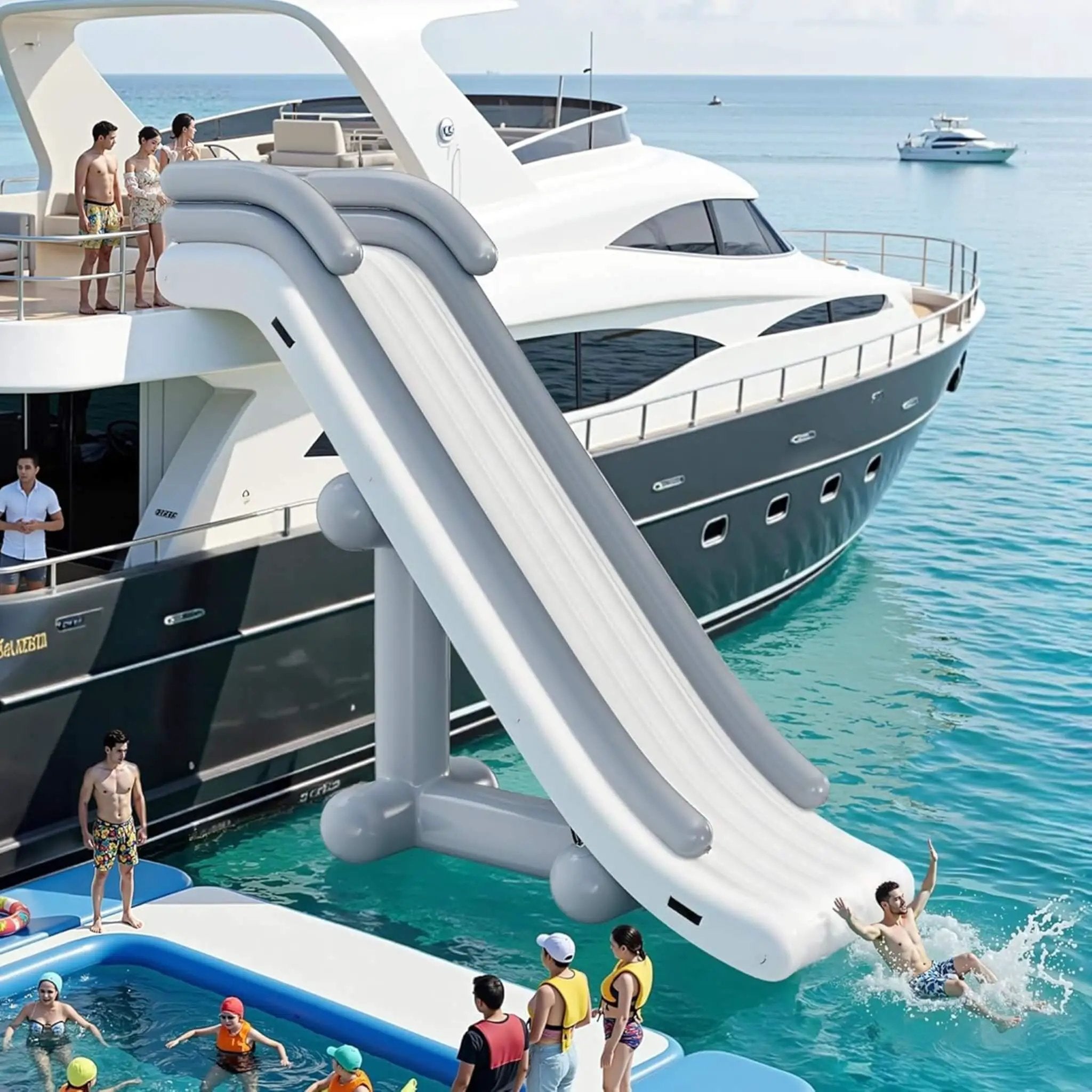 Large 16FT Commercial Inflatable Yacht Water Slide With Pump (SAK48172) by SAKSBY WHOLESALE