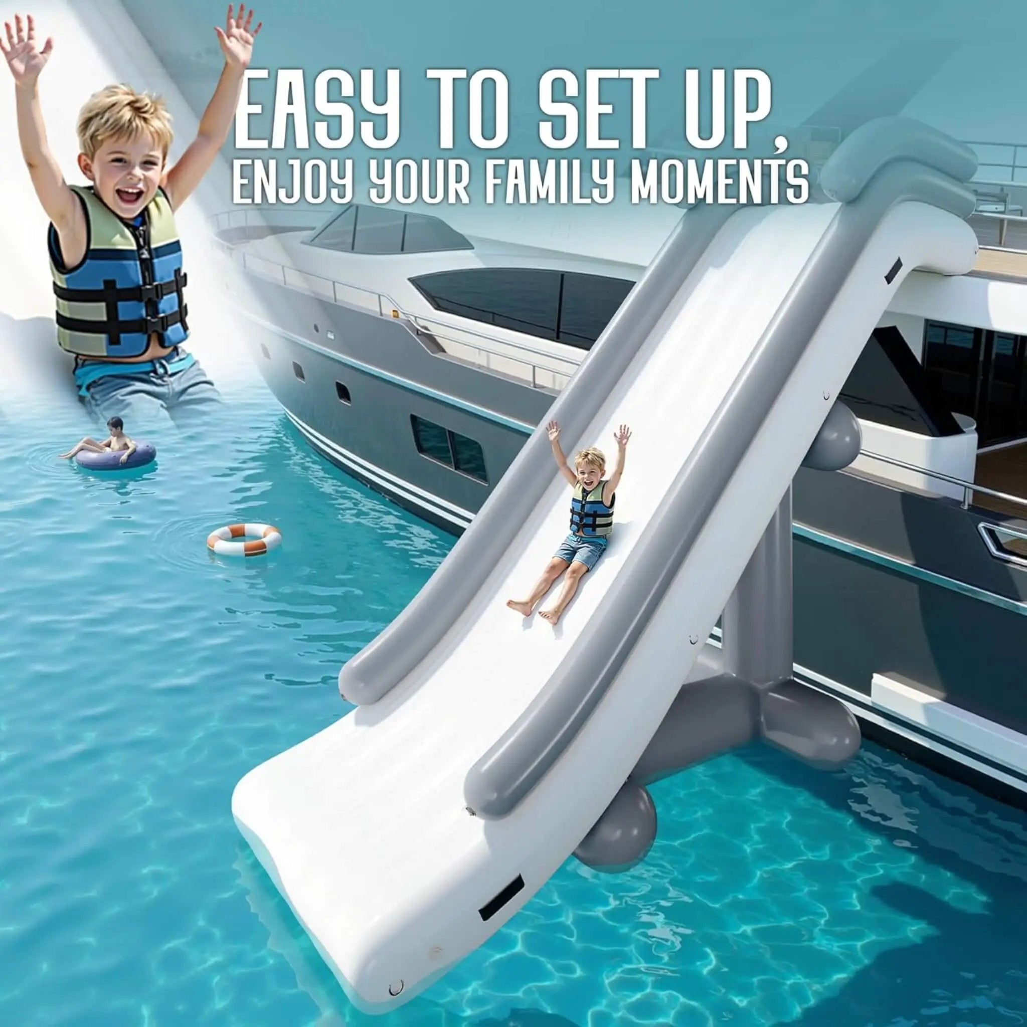 Large 16FT Commercial Inflatable Yacht Water Slide With Pump (SAK48172) by SAKSBY WHOLESALE