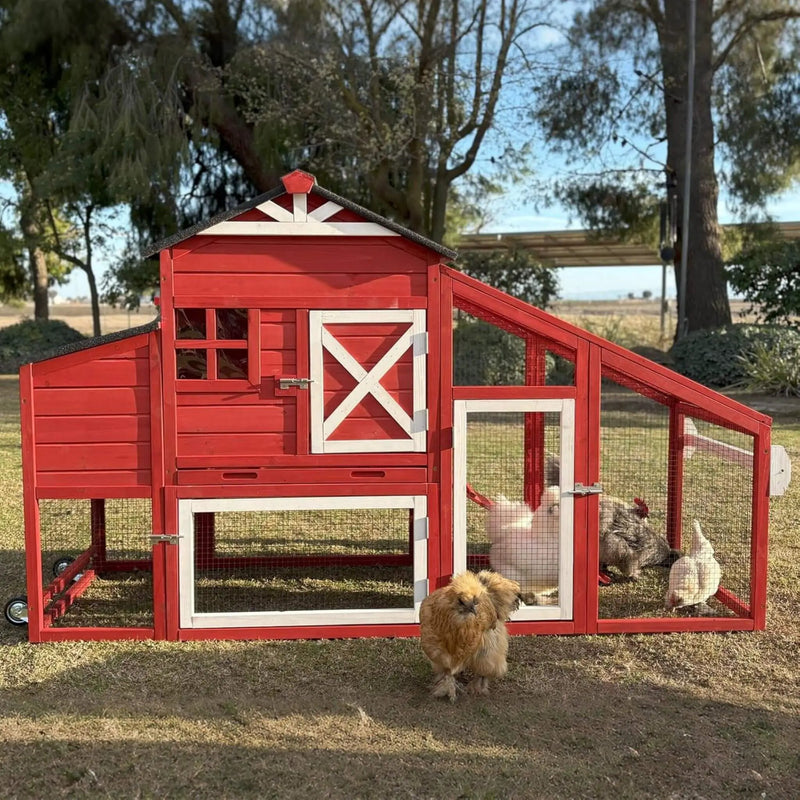 Large 73-Inch Portable Chicken Coop With Wheels And Nesting Box (SAK27495) by SAKSBY WHOLESALE