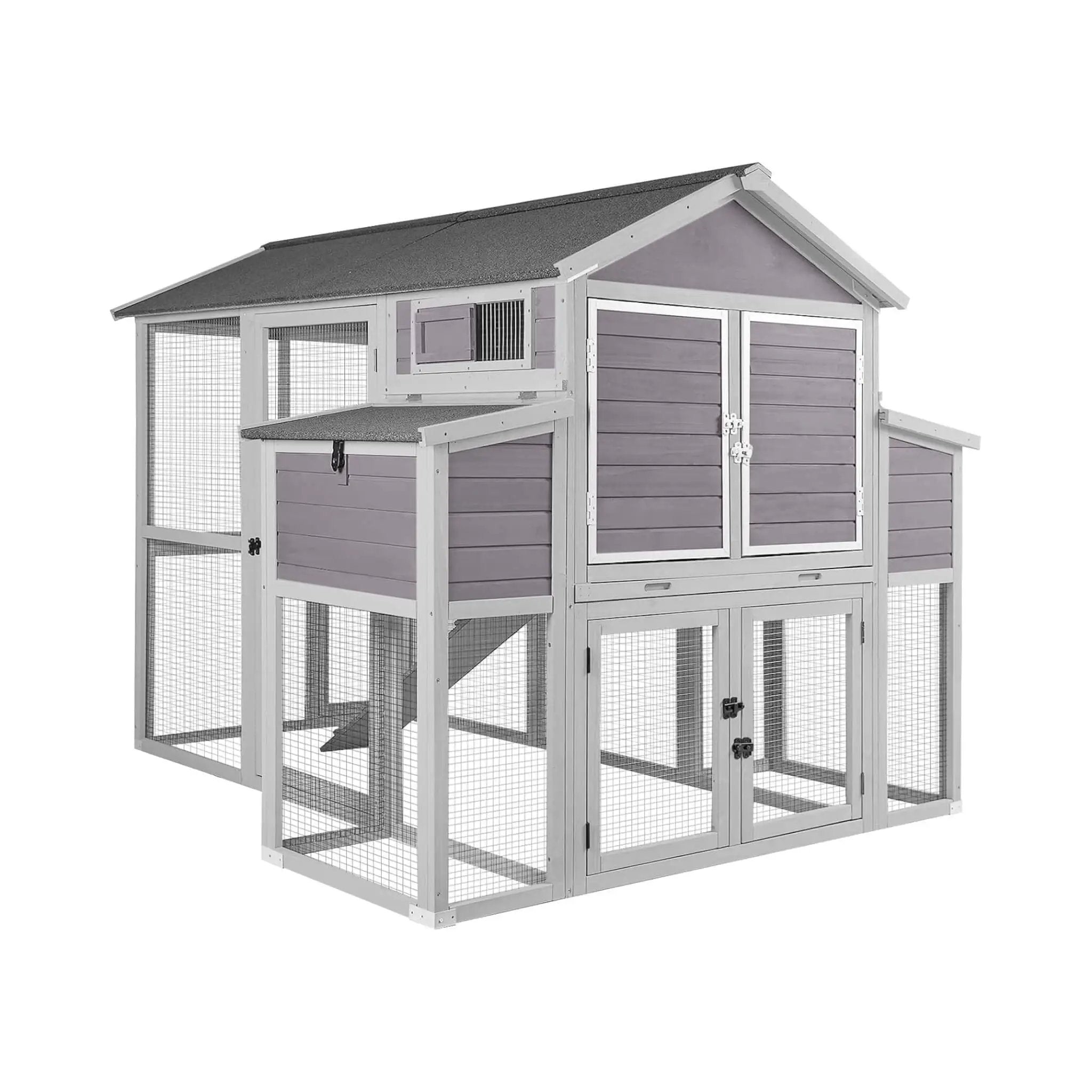 Large 76-Inch Outdoor Chicken Hen House With Sleeping Area And Run [6-10 Chickens] (SAK56431) by SAKSBY WHOLESALE