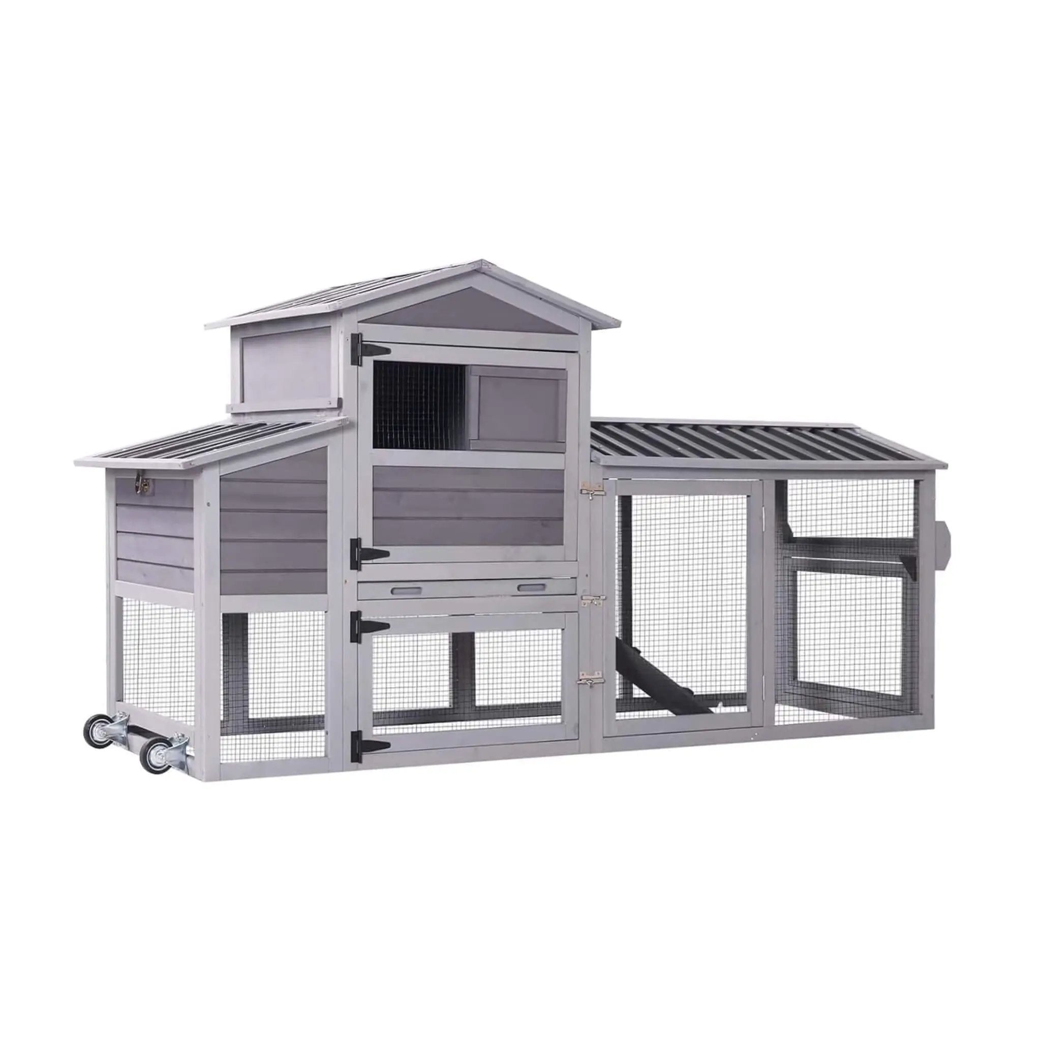 Large 83-Inch Mobile Chicken Coop With Wheels And Nesting Box [4-6 Chickens] (SAK81360) by SAKSBY WHOLESALE
