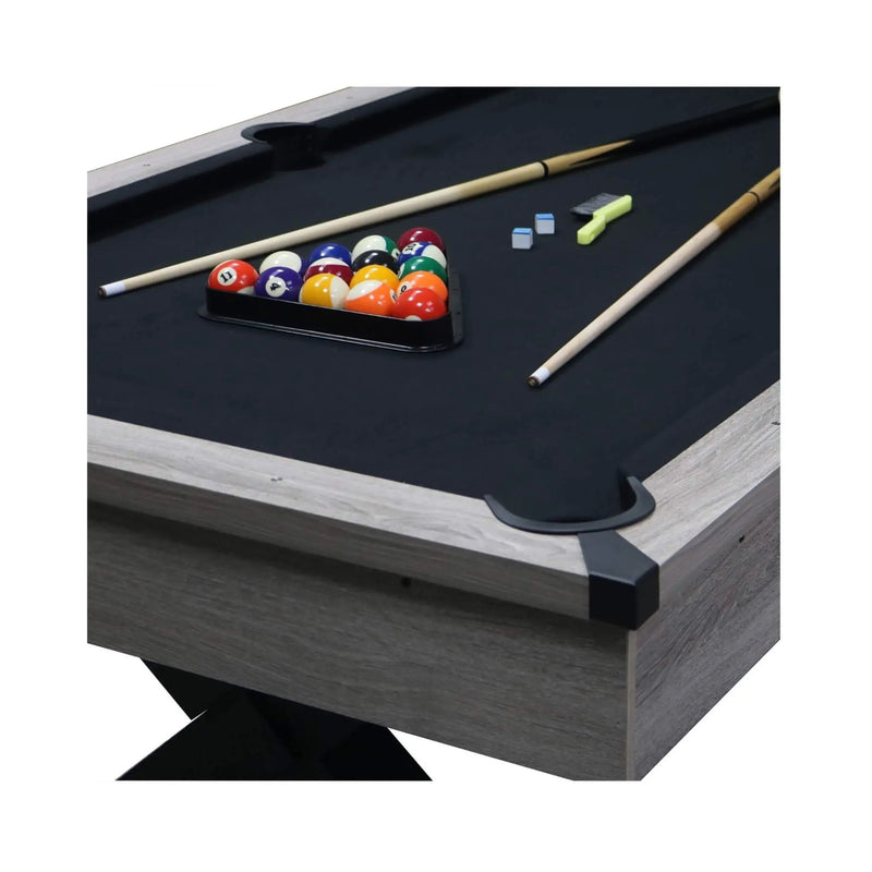Large 84-Inch Rustic Gray Pool Table With Cues, Balls And X-Legs (SAK54361) by SAKSBY WHOLESALE