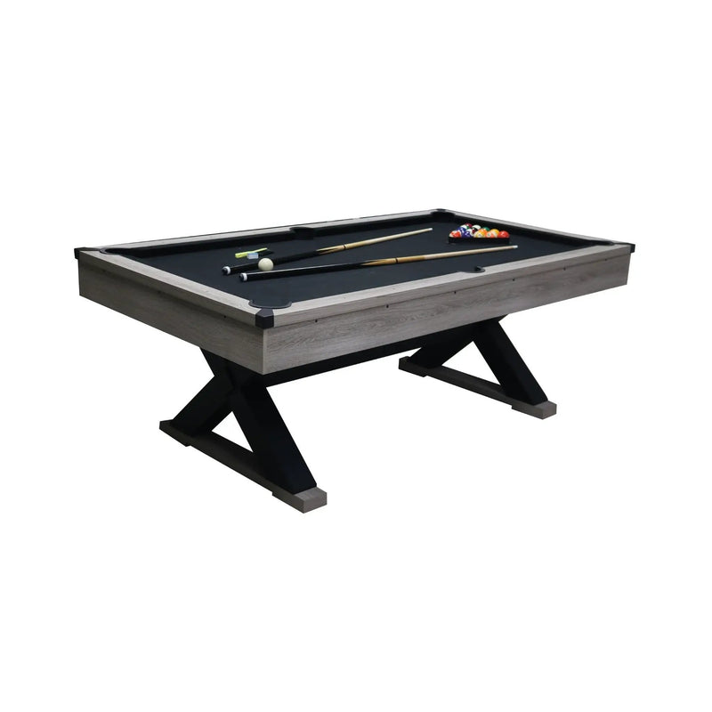 Large 84-Inch Rustic Gray Pool Table With Cues, Balls And X-Legs (SAK54361) by SAKSBY WHOLESALE