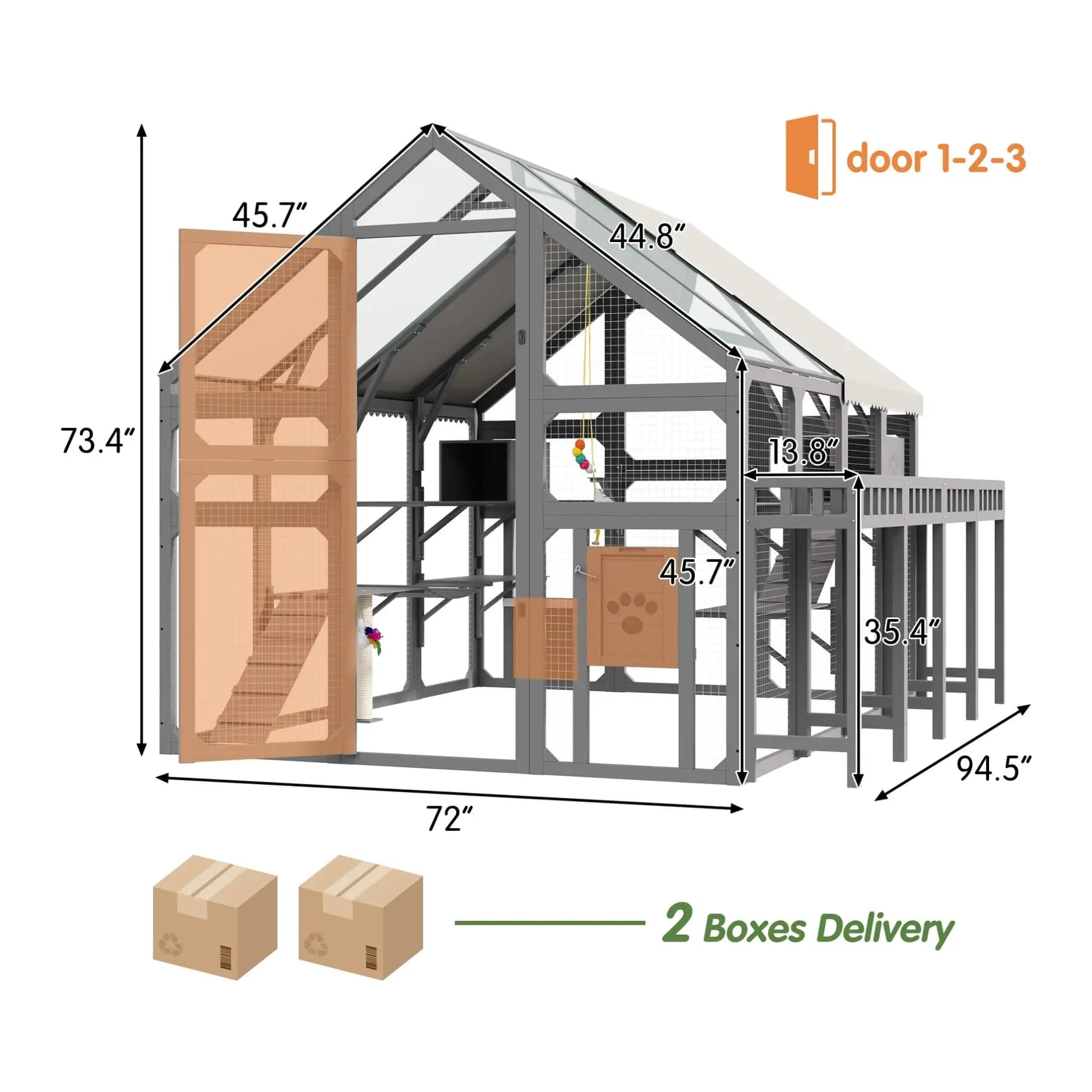 Large 94-Inch Outdoor Wooden Cat House With Planter & Walk-In Catio (SAK97531) by SAKSBY WHOLESALE
