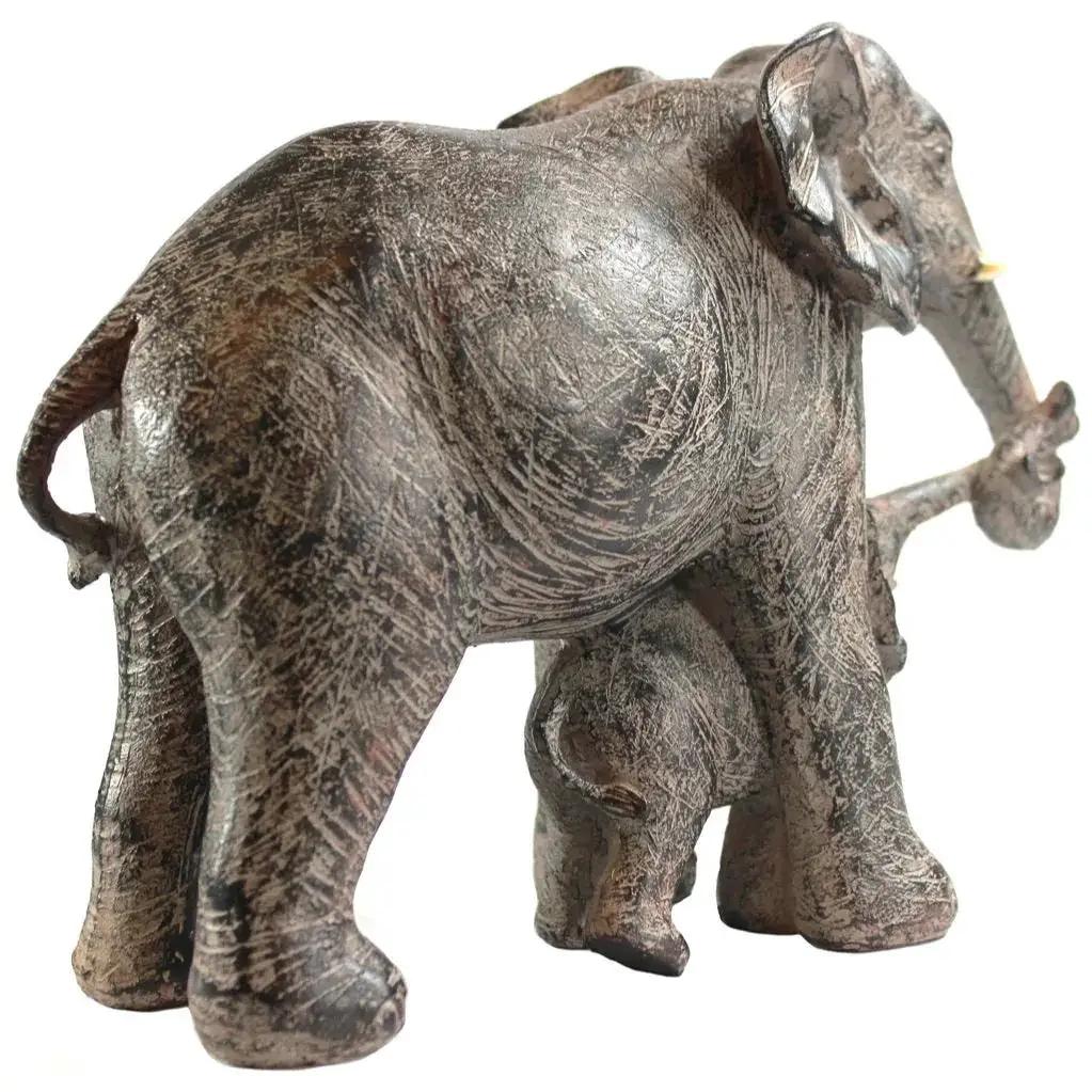 Large African Elephant and Calf Statue Decorative Home and Garden Decor by House Of Avana