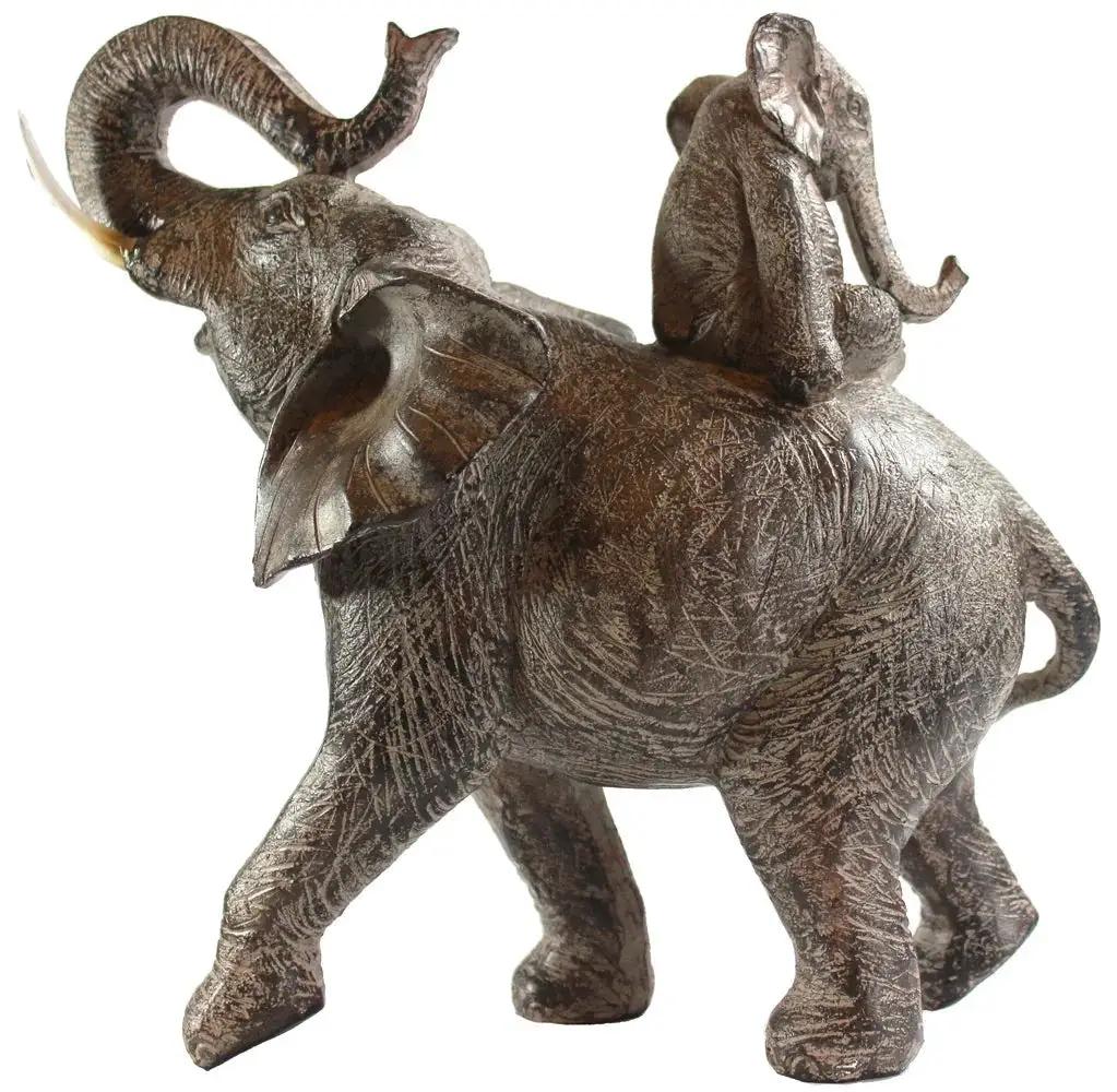 Large African Elephant and Calf Statue Decorative Home and Garden Decor by House Of Avana