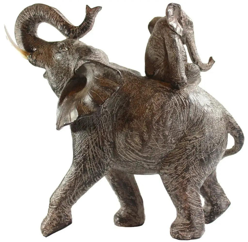 Large African Elephant and Calf Statue Decorative Home and Garden Decor by House Of Avana