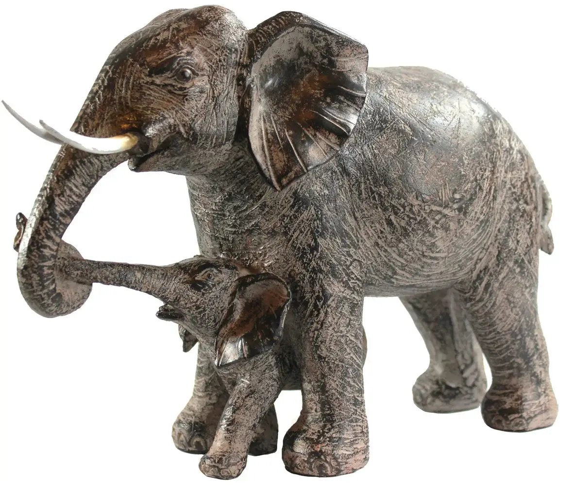 Large African Elephant and Calf Statue Decorative Home and Garden Decor by House Of Avana