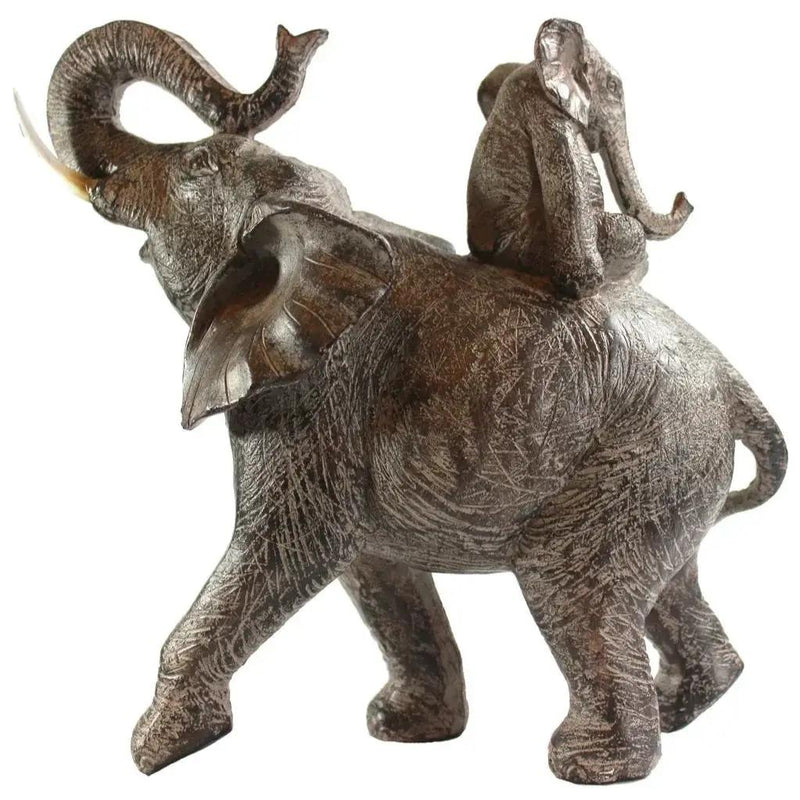 Large African Elephant and Calf Statue Decorative Home and Garden Decor by House Of Avana
