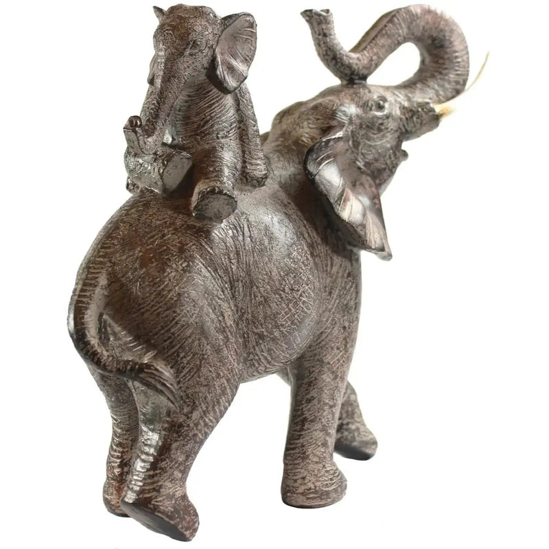 Large African Elephant and Calf Statue Decorative Home and Garden Decor by House Of Avana