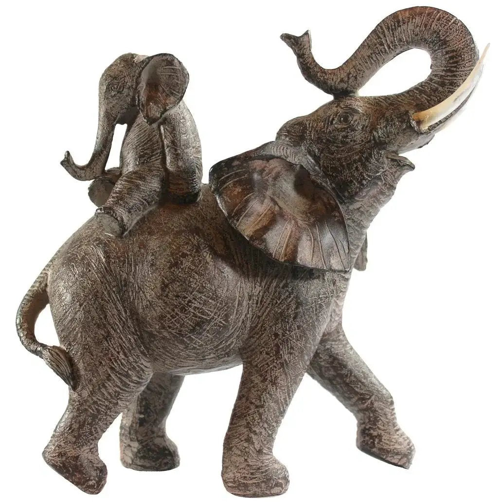 Large African Elephant and Calf Statue Decorative Home and Garden Decor by House Of Avana