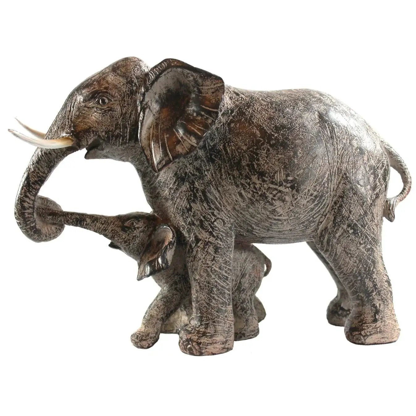 Large African Elephant and Calf Statue Decorative Home and Garden Decor by House Of Avana