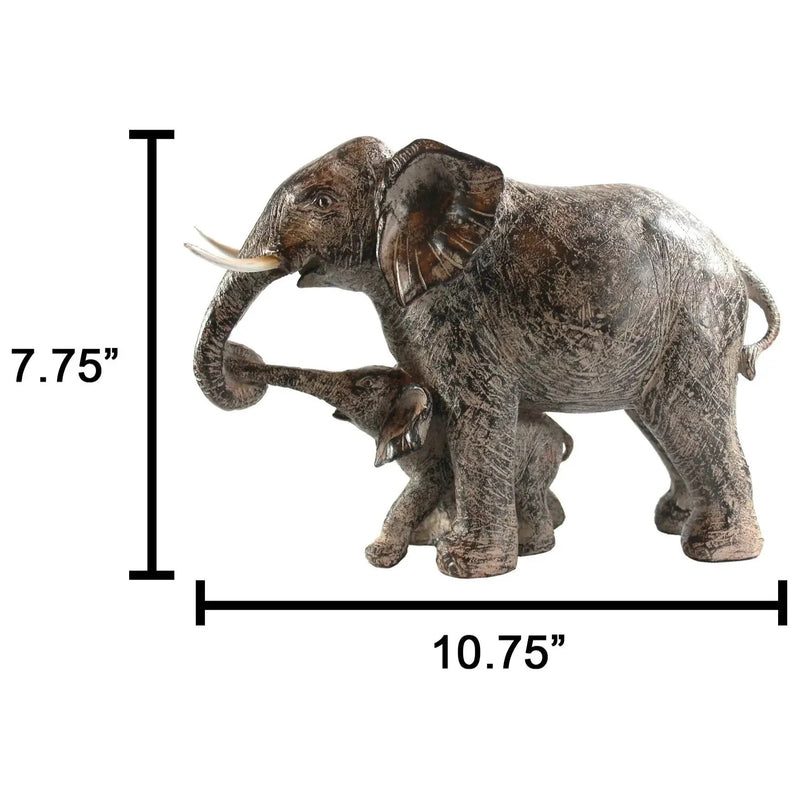 Large African Elephant and Calf Statue Decorative Home and Garden Decor by House Of Avana