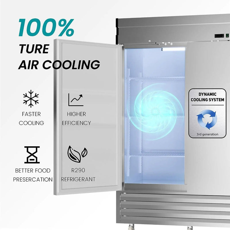 Large Commercial 49 Cu.Ft 2-Door Stainless Steel Reach-In Refrigerator With OmniSmart Temperature Control (SAK54160) by SAKSBY WHOLESALE
