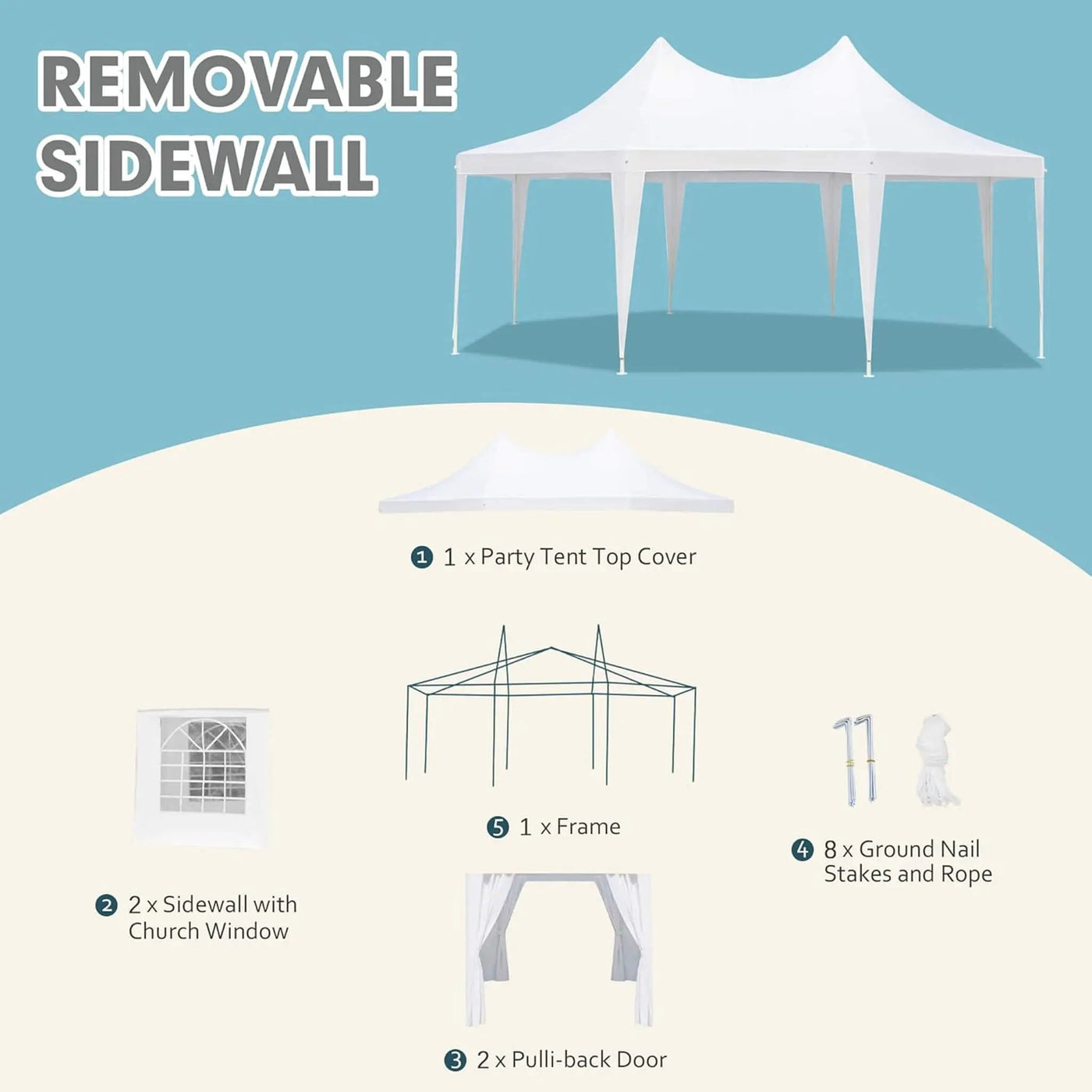 Large Heavy-Duty Customizable Party Tent With Sidewalls And Windows (SAK72615) by SAKSBY WHOLESALE
