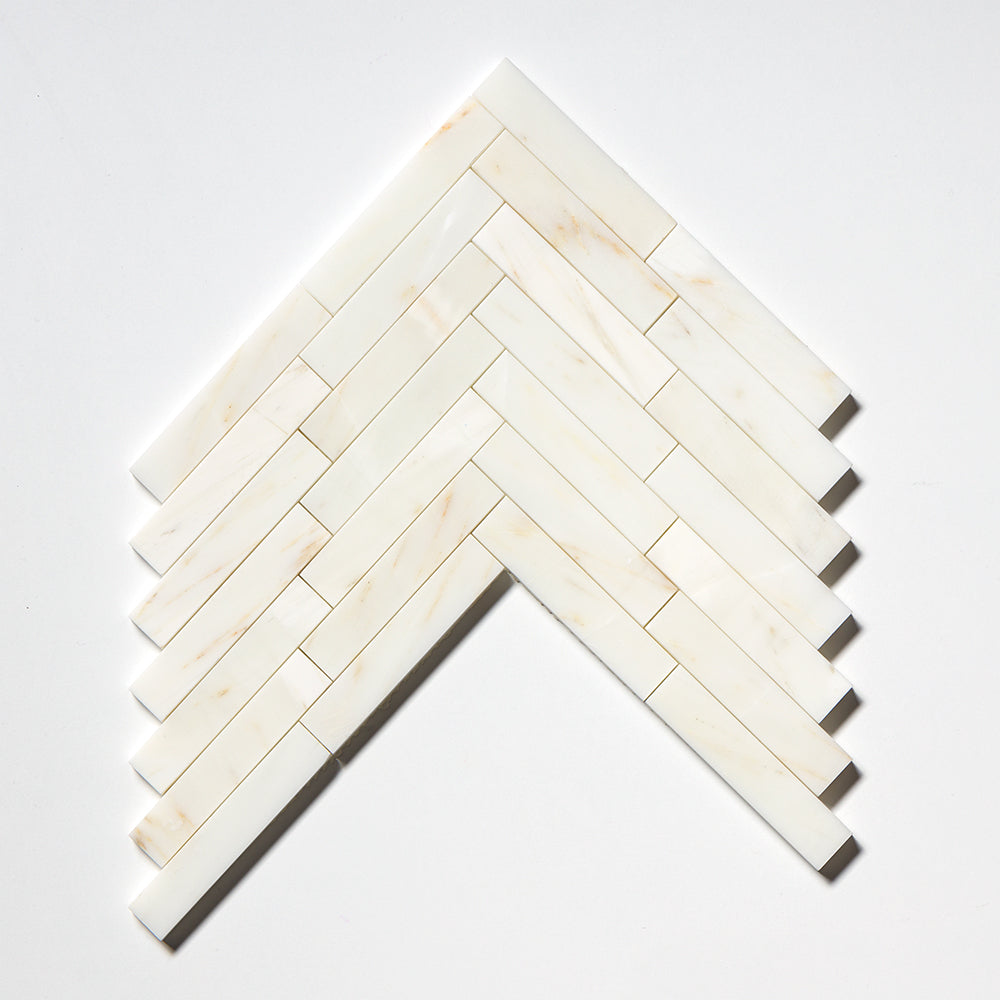 Large Herringbone Calacatta Amber Honed Marble Honed 12x12 Mosaics