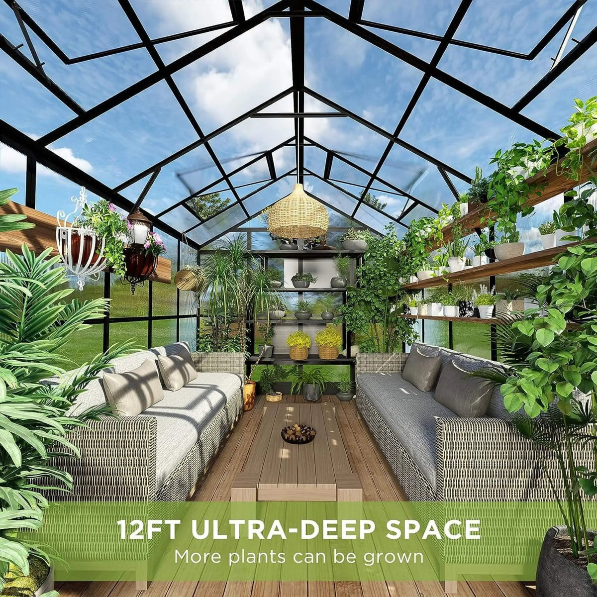 [08X12FT] Large Premium Outdoor Aluminum Polycarbonate Greenhouse With Double Swing Doors (SAK92641) by SAKSBY WHOLESALE