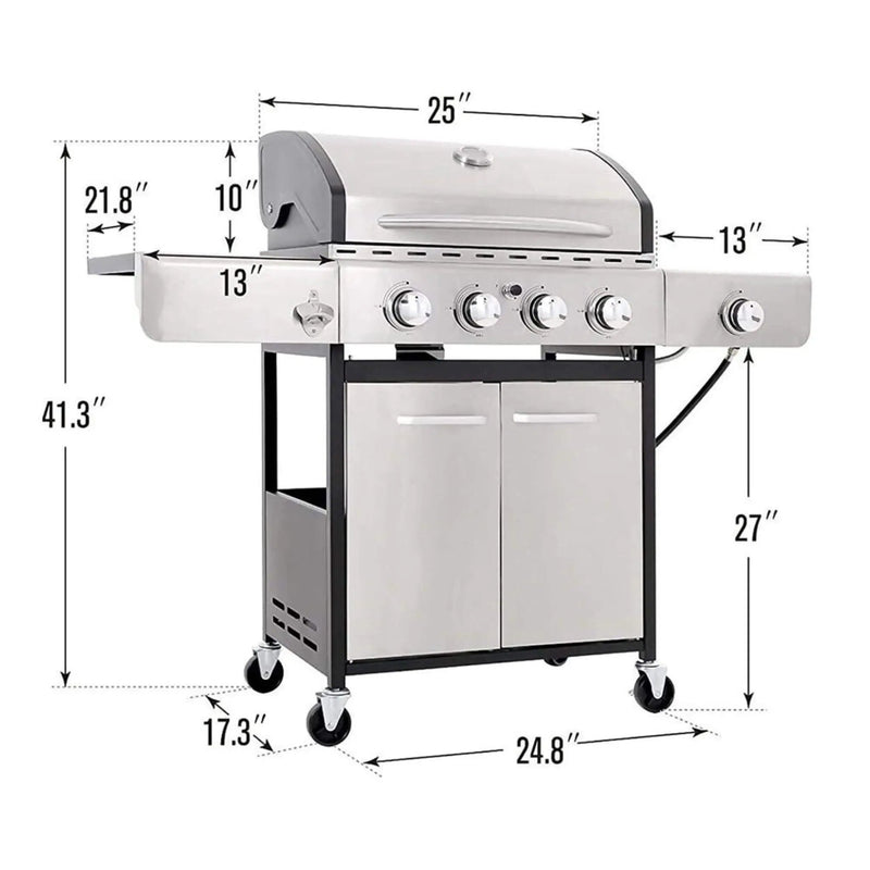 Large Outdoor 42K BTU BBQ Stainless Steel Propane Gas Grill With 4 Burners (SAK61283) by SAKSBY WHOLESALE