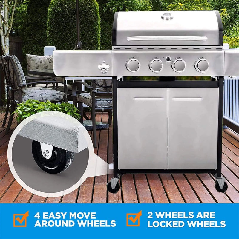Large Outdoor 42K BTU BBQ Stainless Steel Propane Gas Grill With 4 Burners (SAK61283) by SAKSBY WHOLESALE