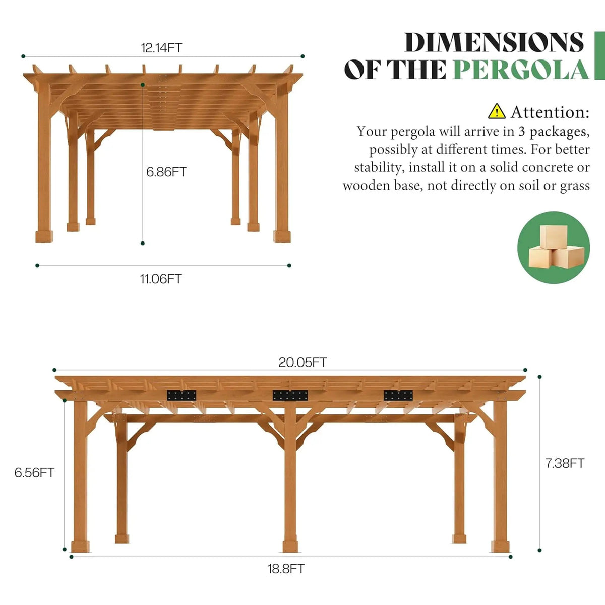 Alora Large Outdoor Cedar Wood Pergola Kit With Slatted Roof (SAK31064) by SAKSBY WHOLESALE