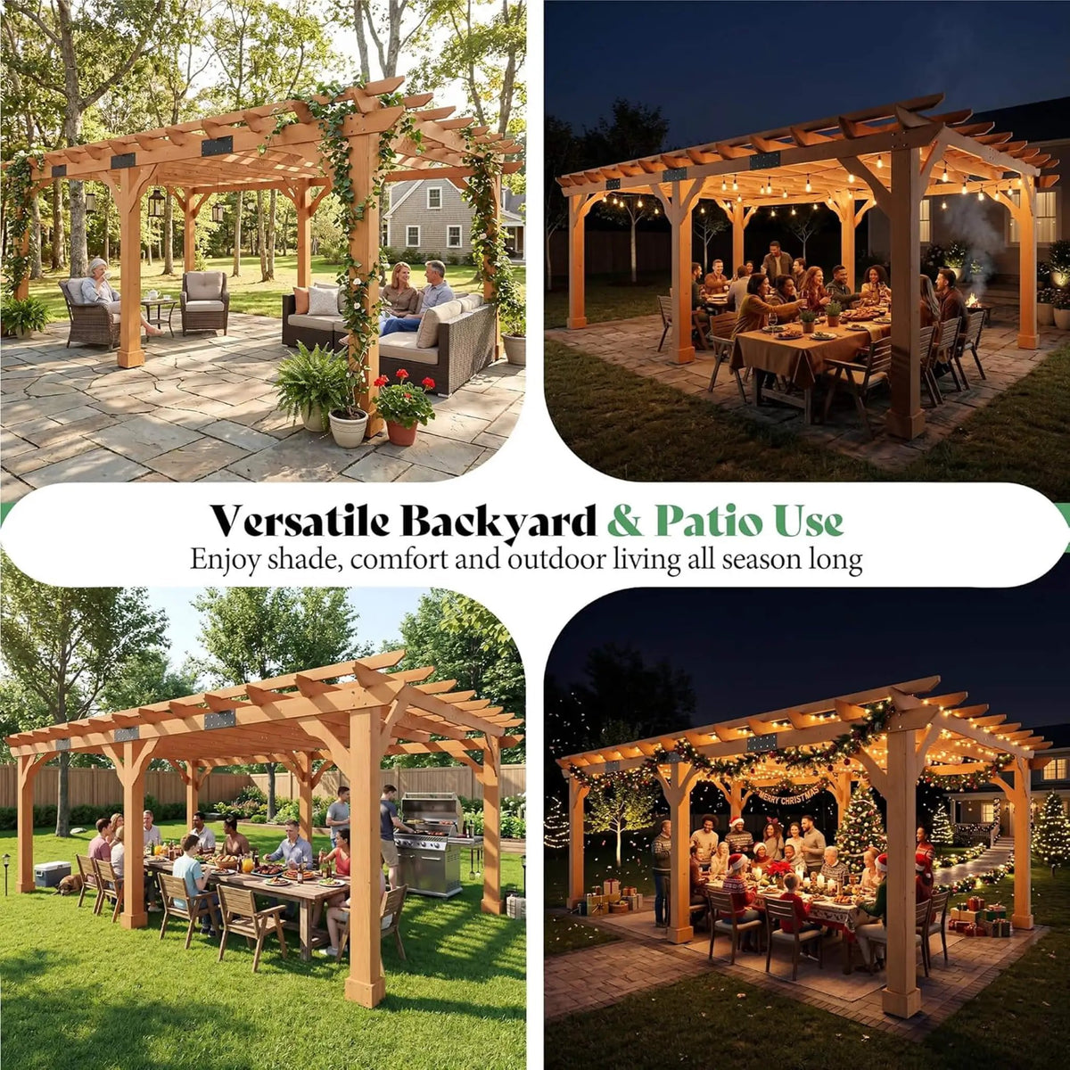 Alora Large Outdoor Cedar Wood Pergola Kit With Slatted Roof (SAK31064) by SAKSBY WHOLESALE
