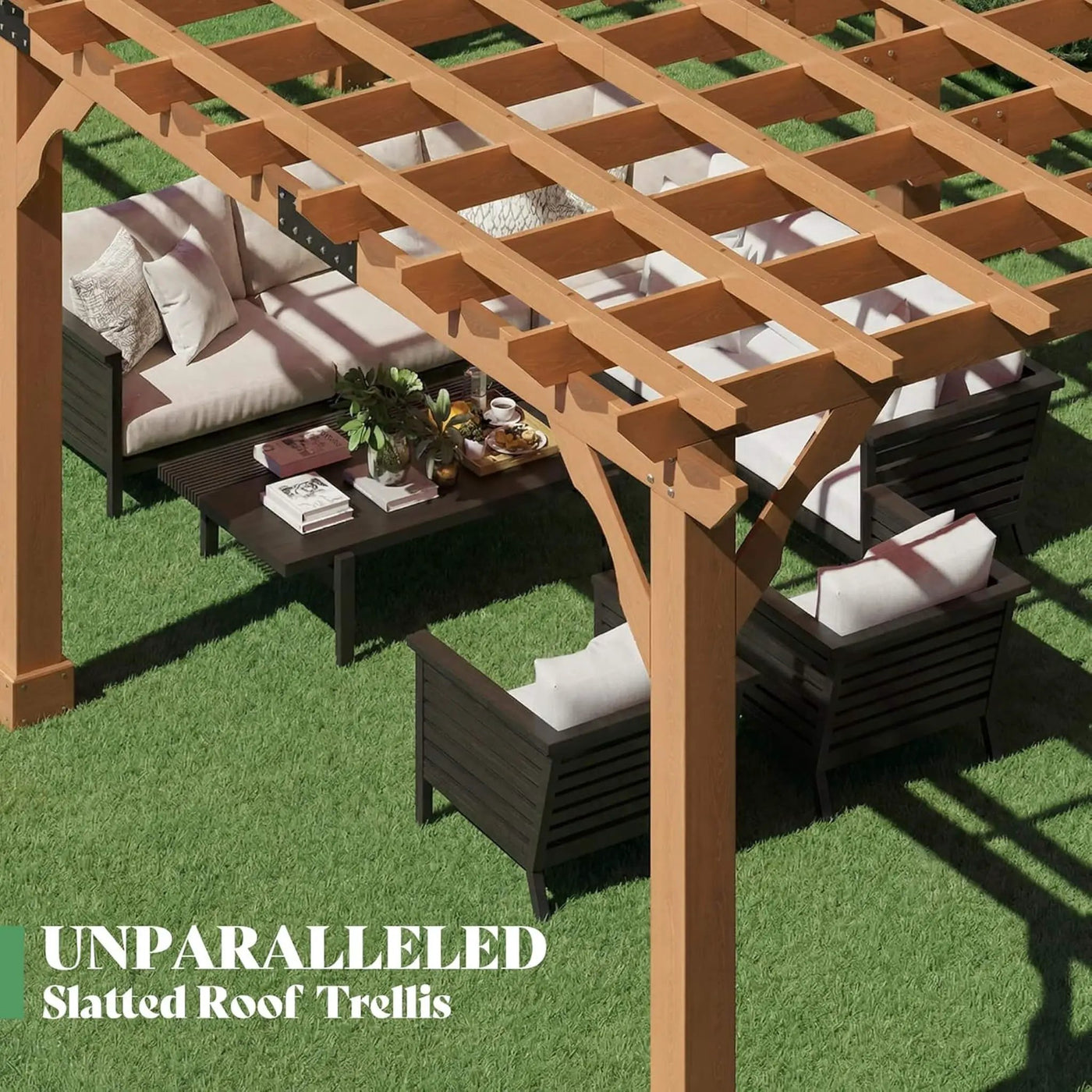 Alora Large Outdoor Cedar Wood Pergola Kit With Slatted Roof (SAK31064) by SAKSBY WHOLESALE