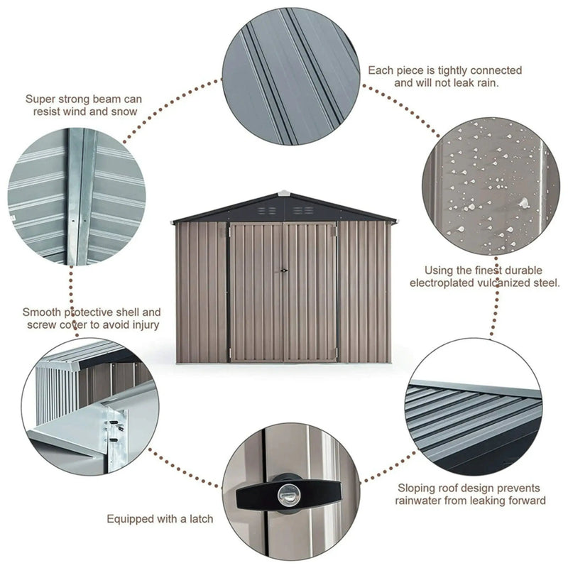 [06X08FT] Alora Large Outdoor Metal Hanover Storage Cabin House Shed (SAK94577) by SAKSBY WHOLESALE