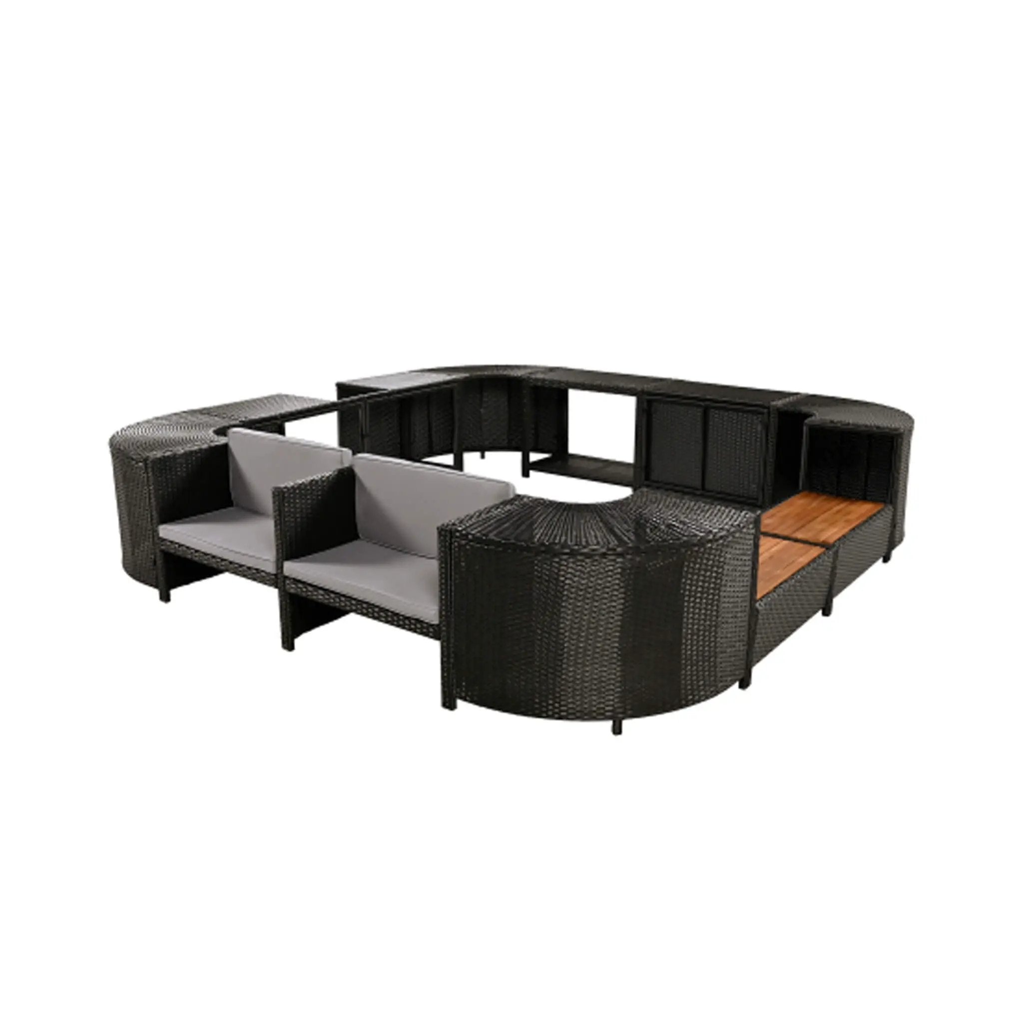Large Outdoor Quadrilateral Spa Surround Rattan Sectional Sofa Set With Storage Compartments (SAK80217) by SAKSBY WHOLESALE