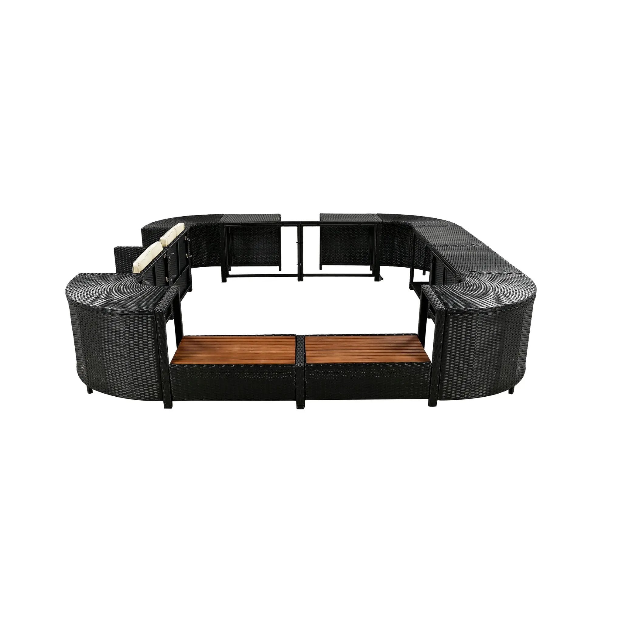 Large Outdoor Quadrilateral Spa Surround Rattan Sectional Sofa Set With Storage Compartments (SAK80217) by SAKSBY WHOLESALE