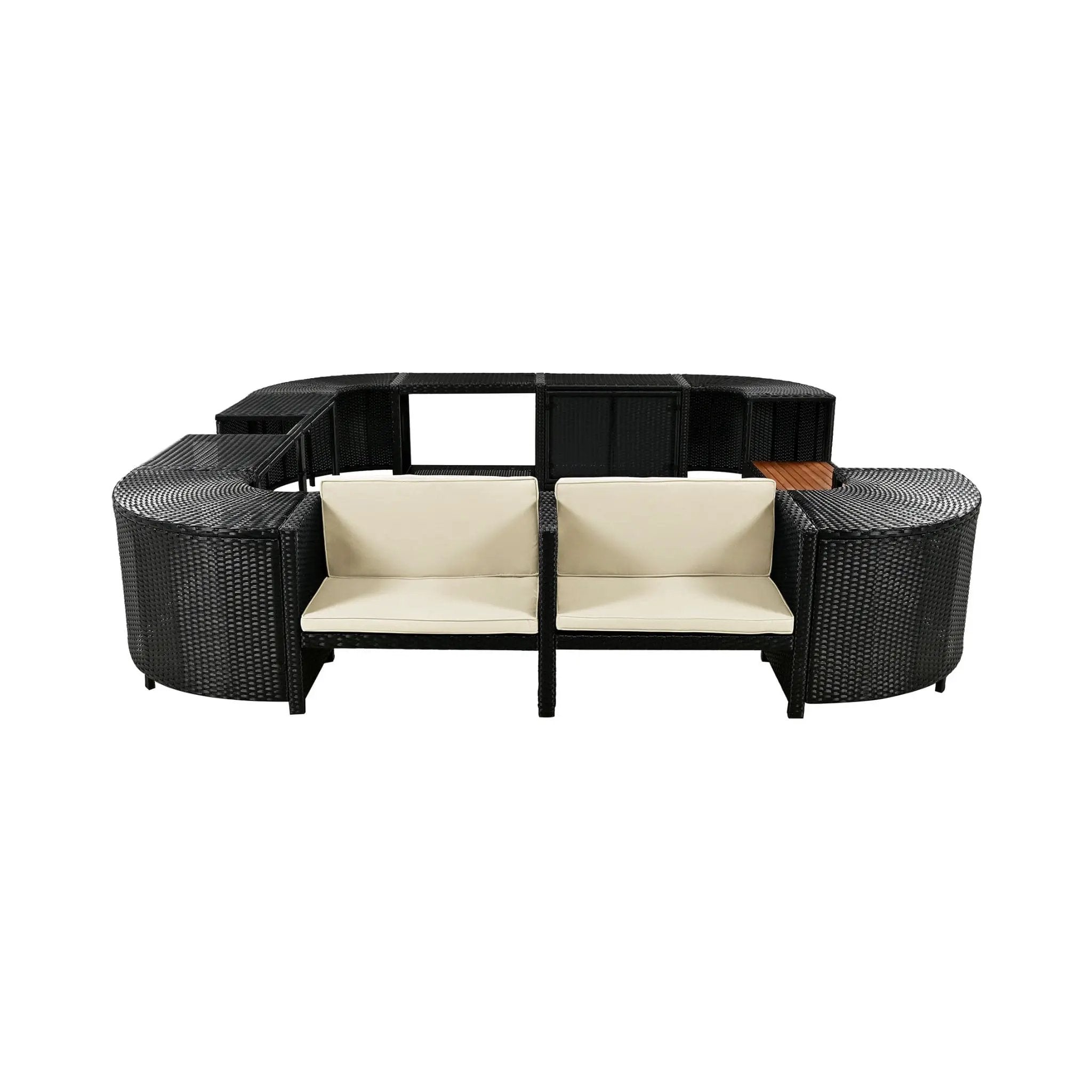 Large Outdoor Quadrilateral Spa Surround Rattan Sectional Sofa Set With Storage Compartments (SAK80217) by SAKSBY WHOLESALE