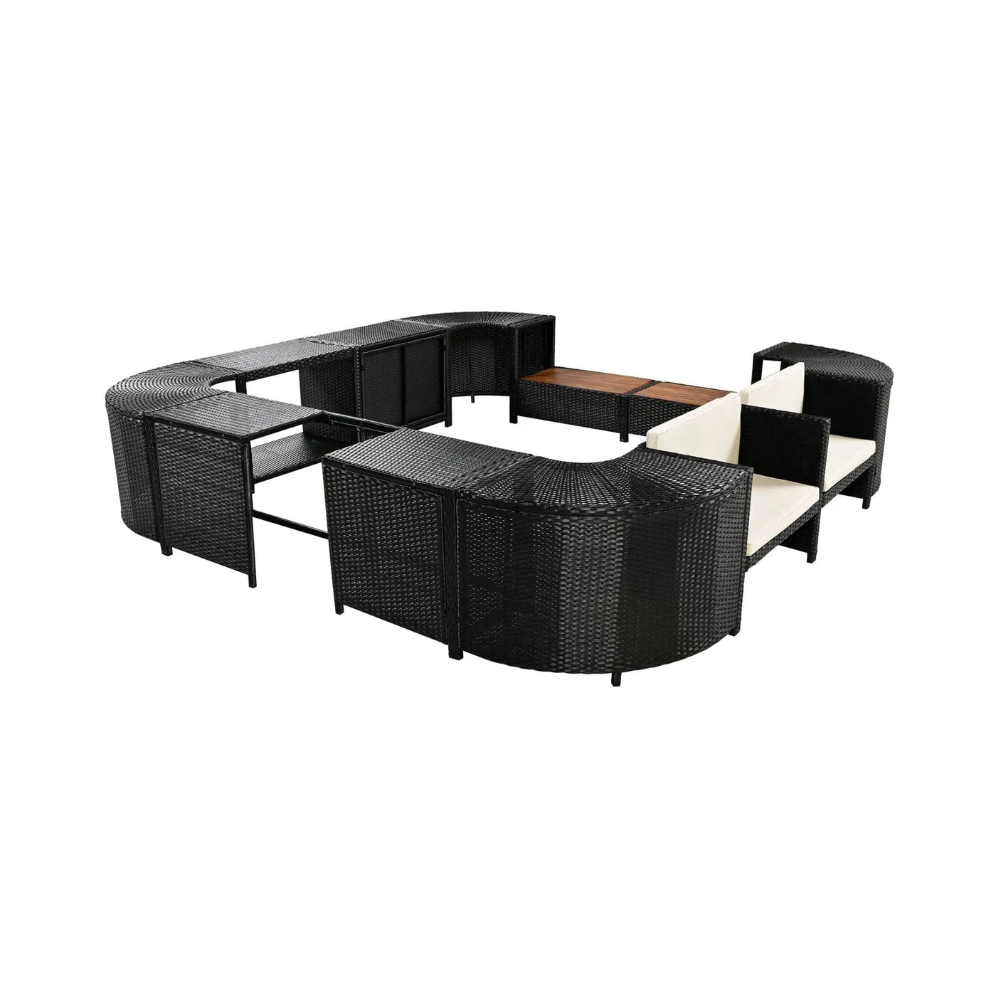 Large Outdoor Quadrilateral Spa Surround Rattan Sectional Sofa Set With Storage Compartments (SAK80217) by SAKSBY WHOLESALE