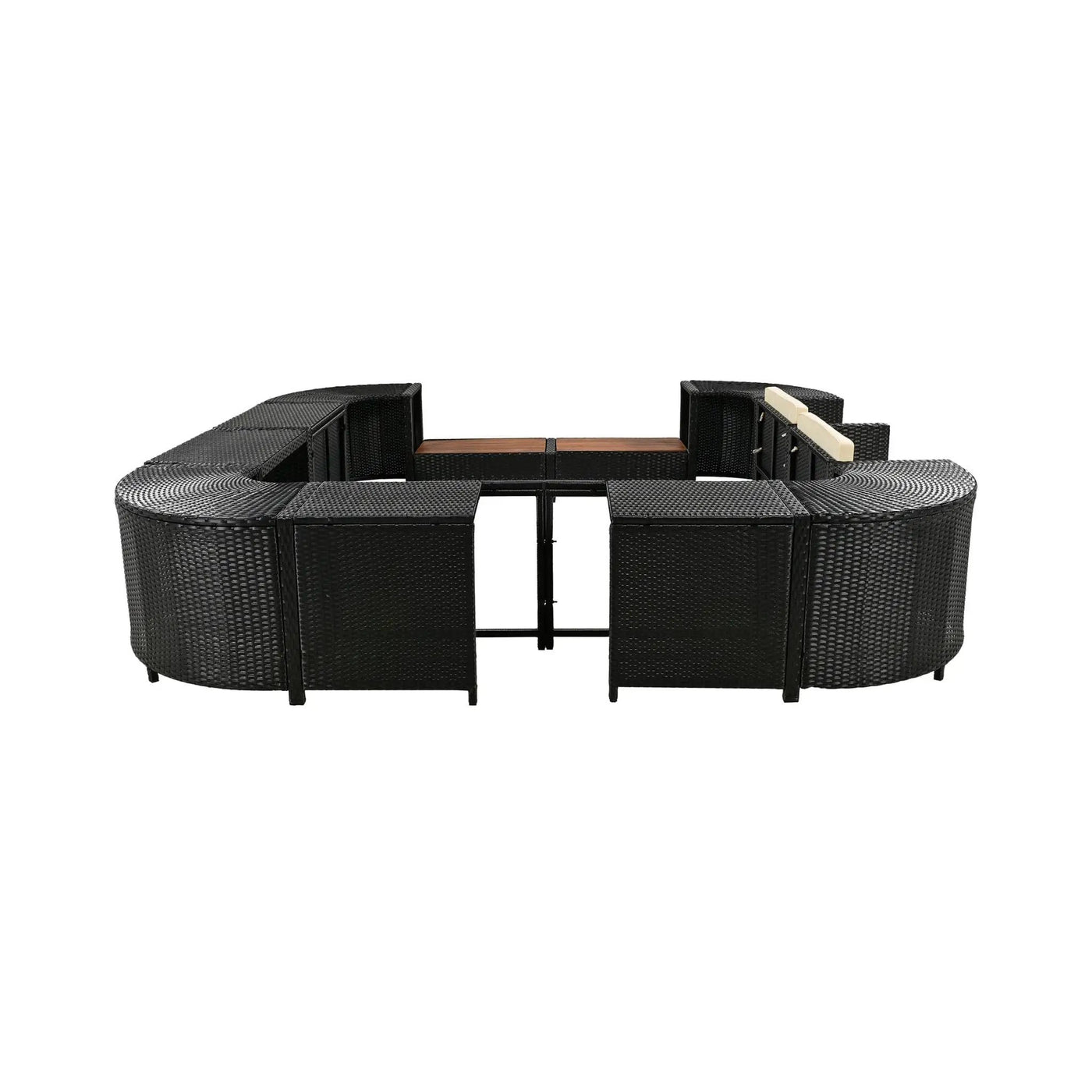 Large Outdoor Quadrilateral Spa Surround Rattan Sectional Sofa Set With Storage Compartments (SAK80217) by SAKSBY WHOLESALE